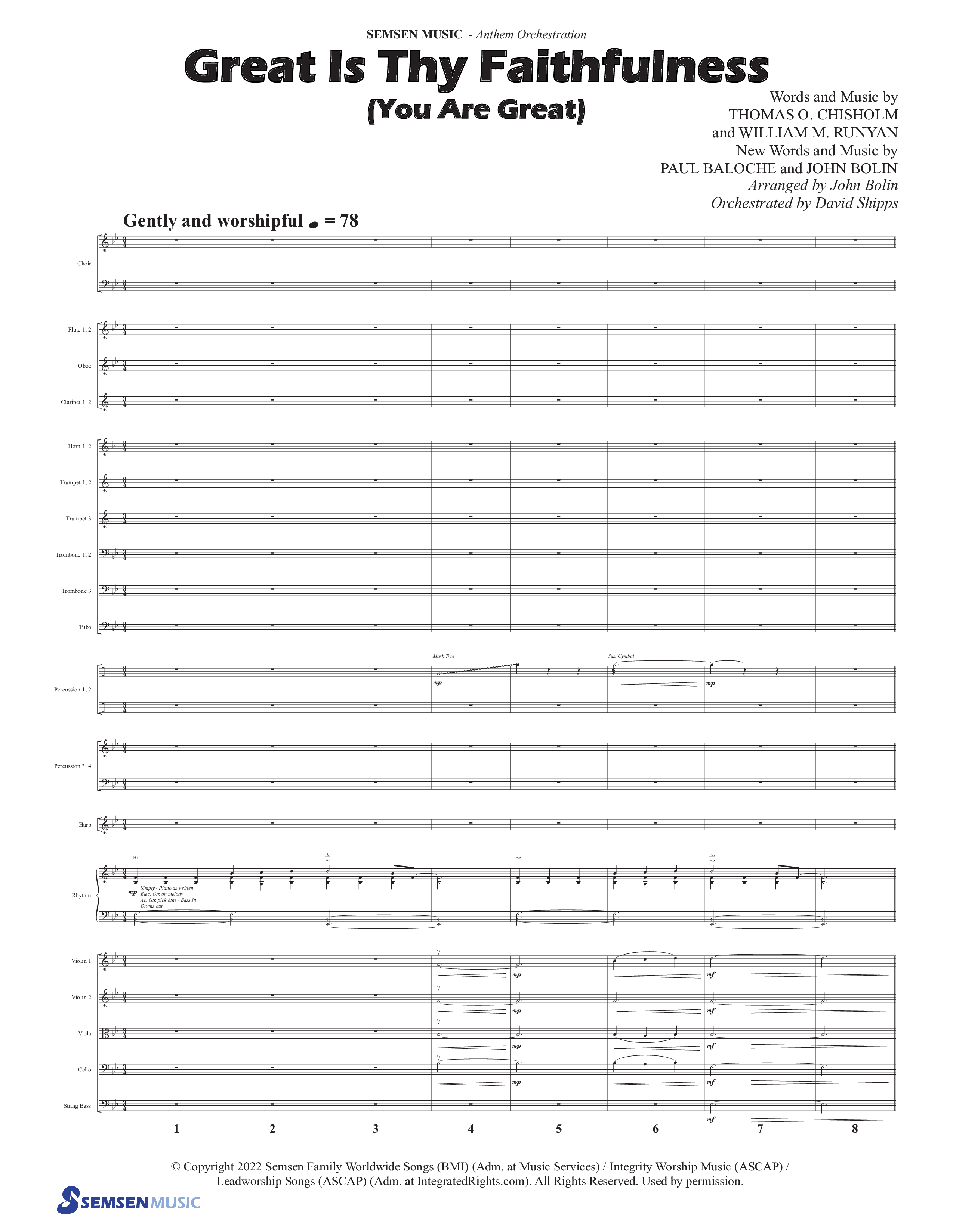 Great Is Thy Faithfulness (You Are Great) (Choral Anthem SATB) Orchestration (Semsen Music / Arr. John Bolin / Orch. David Shipps)