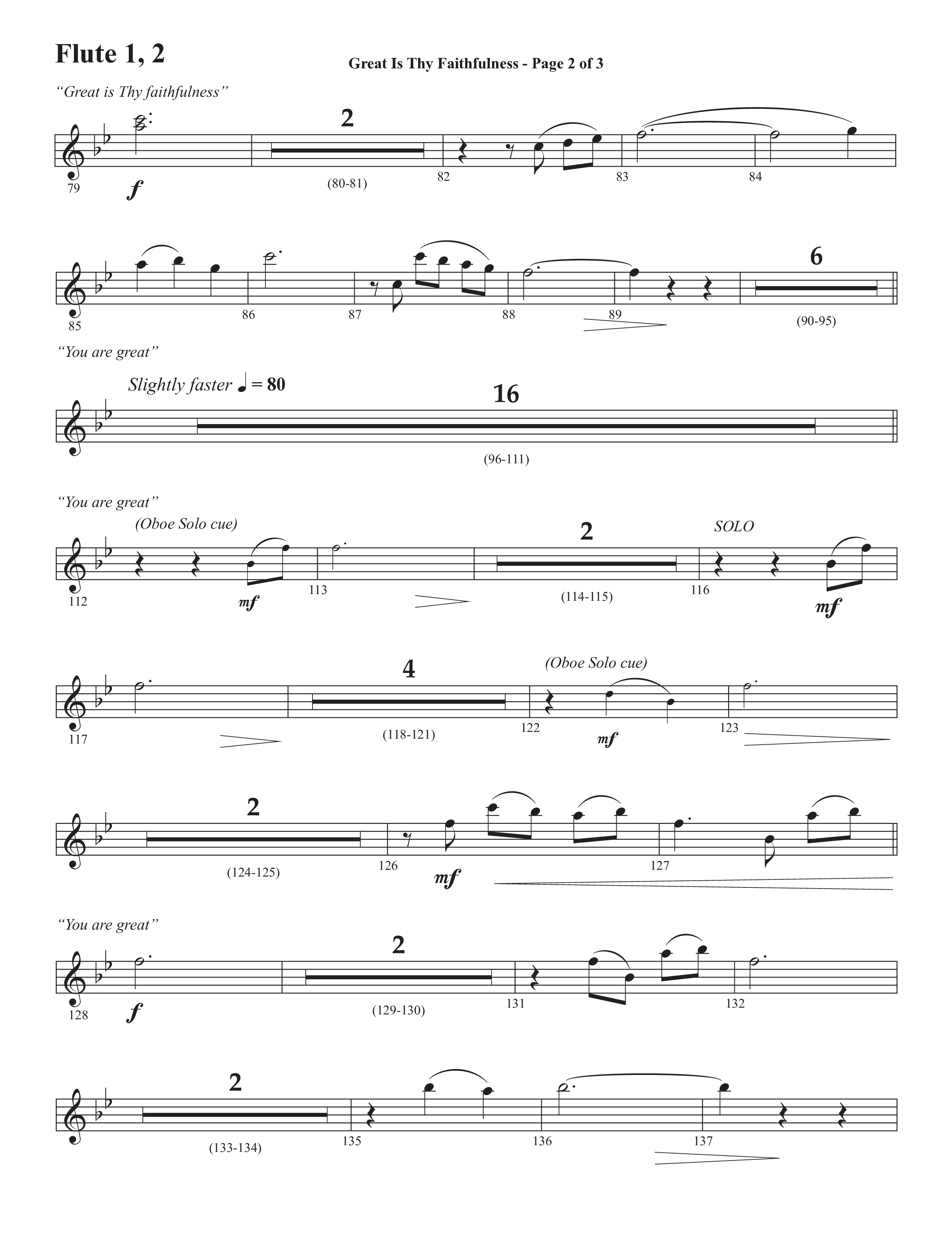 Great Is Thy Faithfulness (You Are Great) (Choral Anthem SATB) Flute 1/2 (Semsen Music / Arr. John Bolin / Orch. David Shipps)