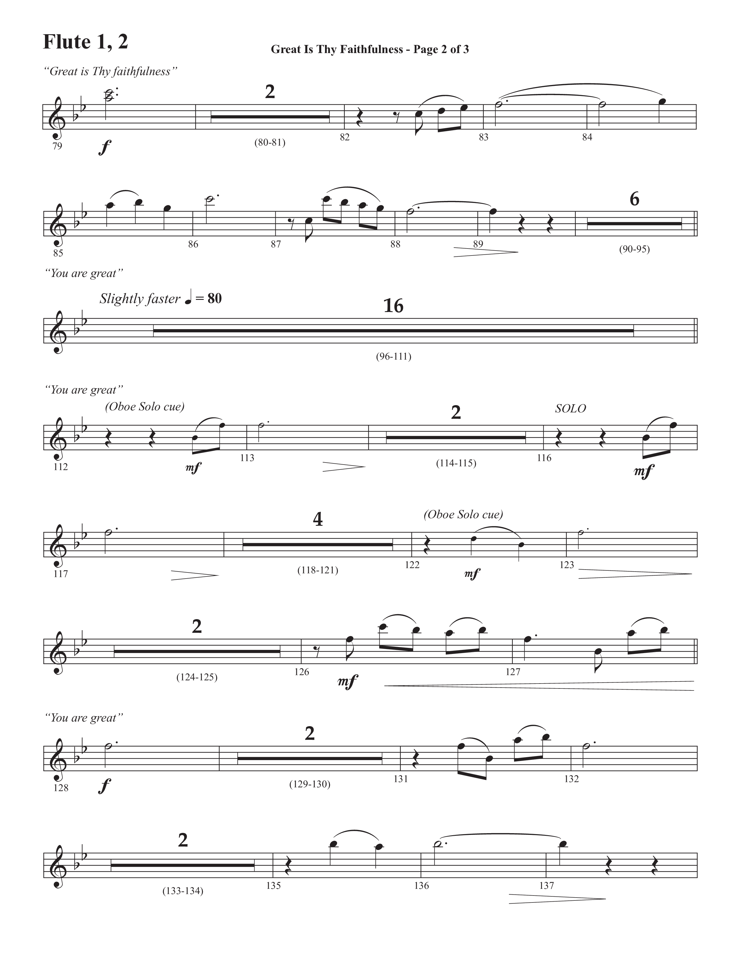 Great Is Thy Faithfulness (You Are Great) (Choral Anthem SATB) Flute 1/2 (Semsen Music / Arr. John Bolin / Orch. David Shipps)