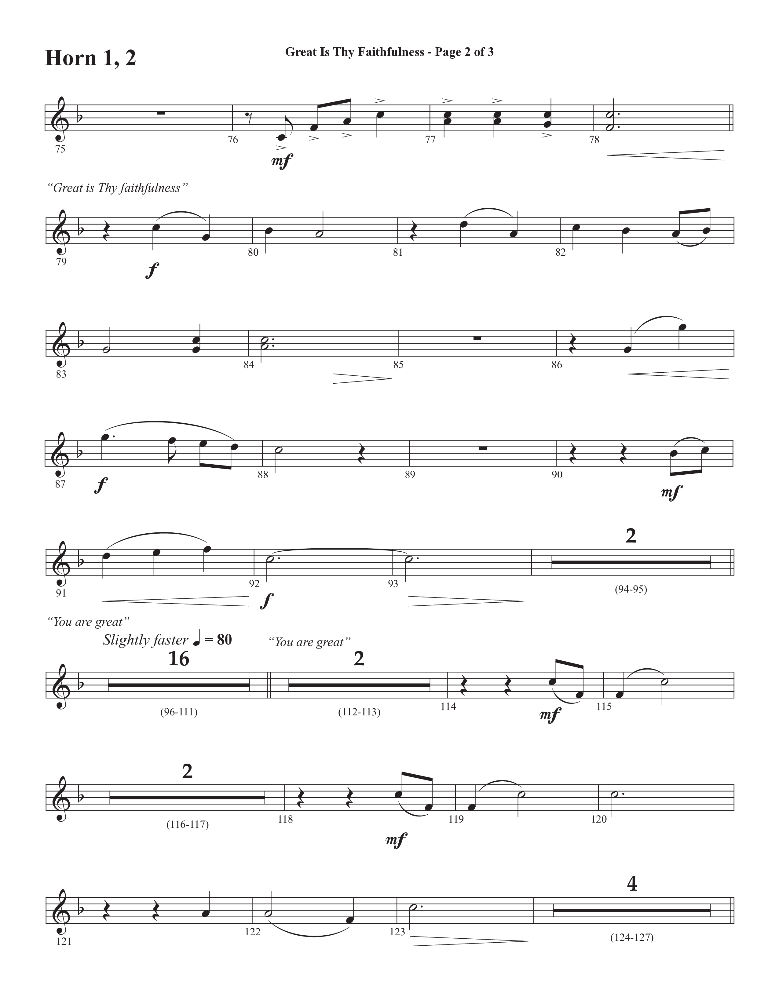 Great Is Thy Faithfulness (You Are Great) (Choral Anthem SATB) French Horn 1/2 (Semsen Music / Arr. John Bolin / Orch. David Shipps)