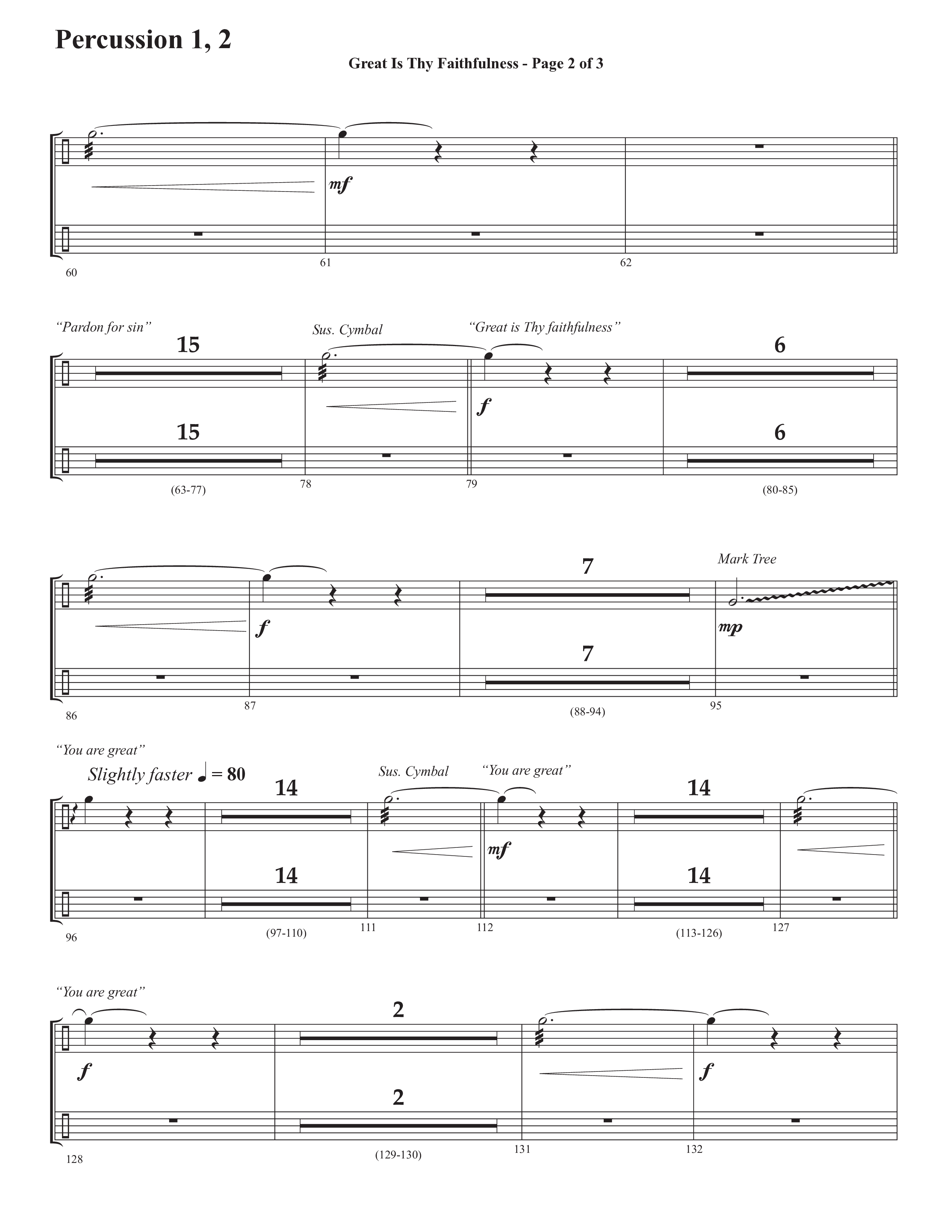 Great Is Thy Faithfulness (You Are Great) (Choral Anthem SATB) Percussion 1/2 (Semsen Music / Arr. John Bolin / Orch. David Shipps)