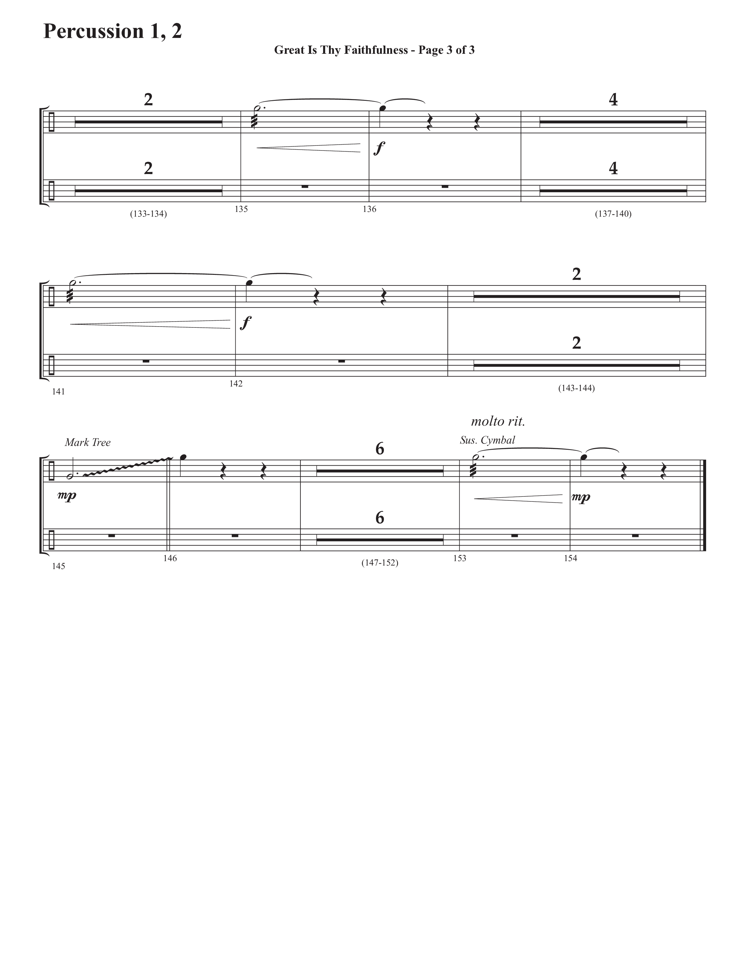 Great Is Thy Faithfulness (You Are Great) (Choral Anthem SATB) Percussion 1/2 (Semsen Music / Arr. John Bolin / Orch. David Shipps)