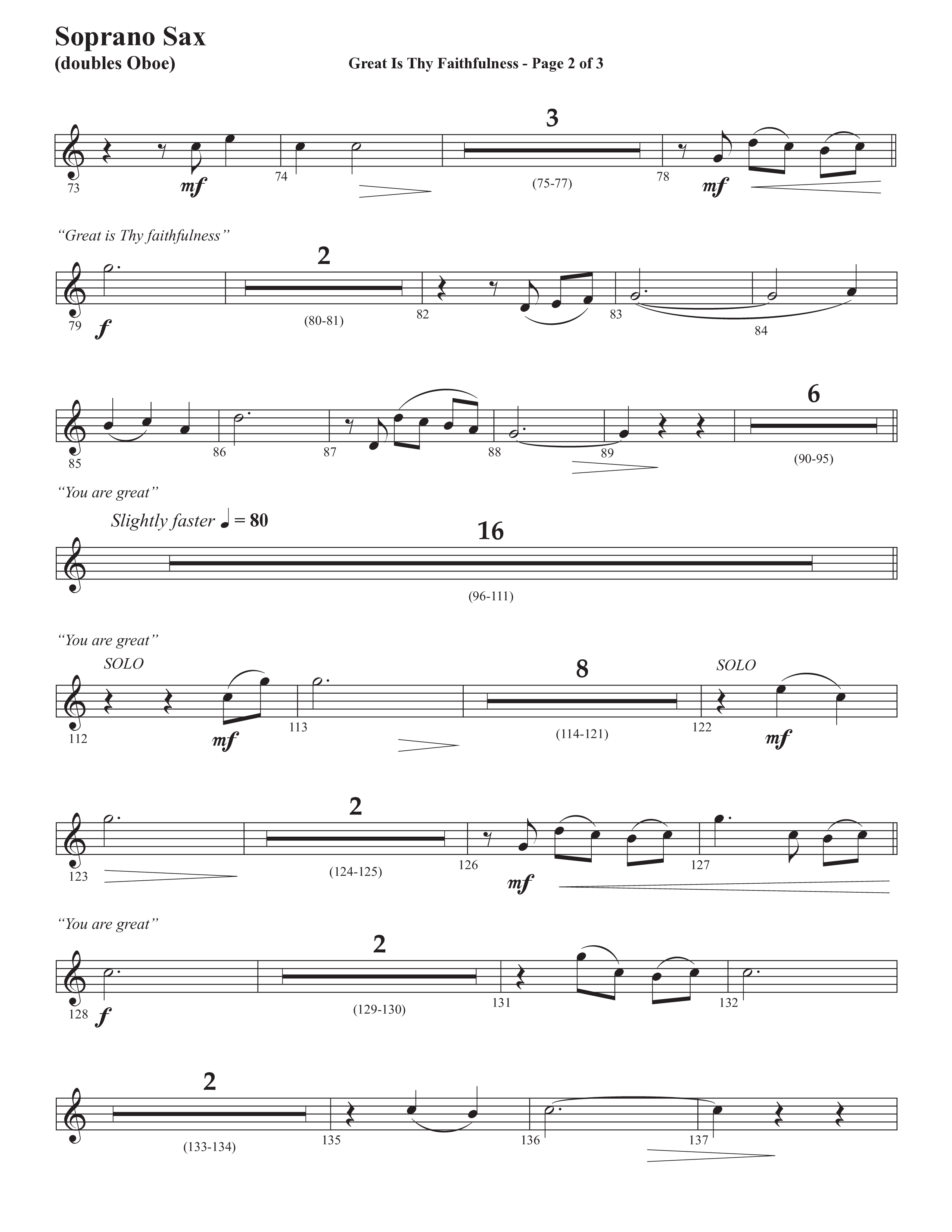 Great Is Thy Faithfulness (You Are Great) (Choral Anthem SATB) Soprano Sax (Semsen Music / Arr. John Bolin / Orch. David Shipps)