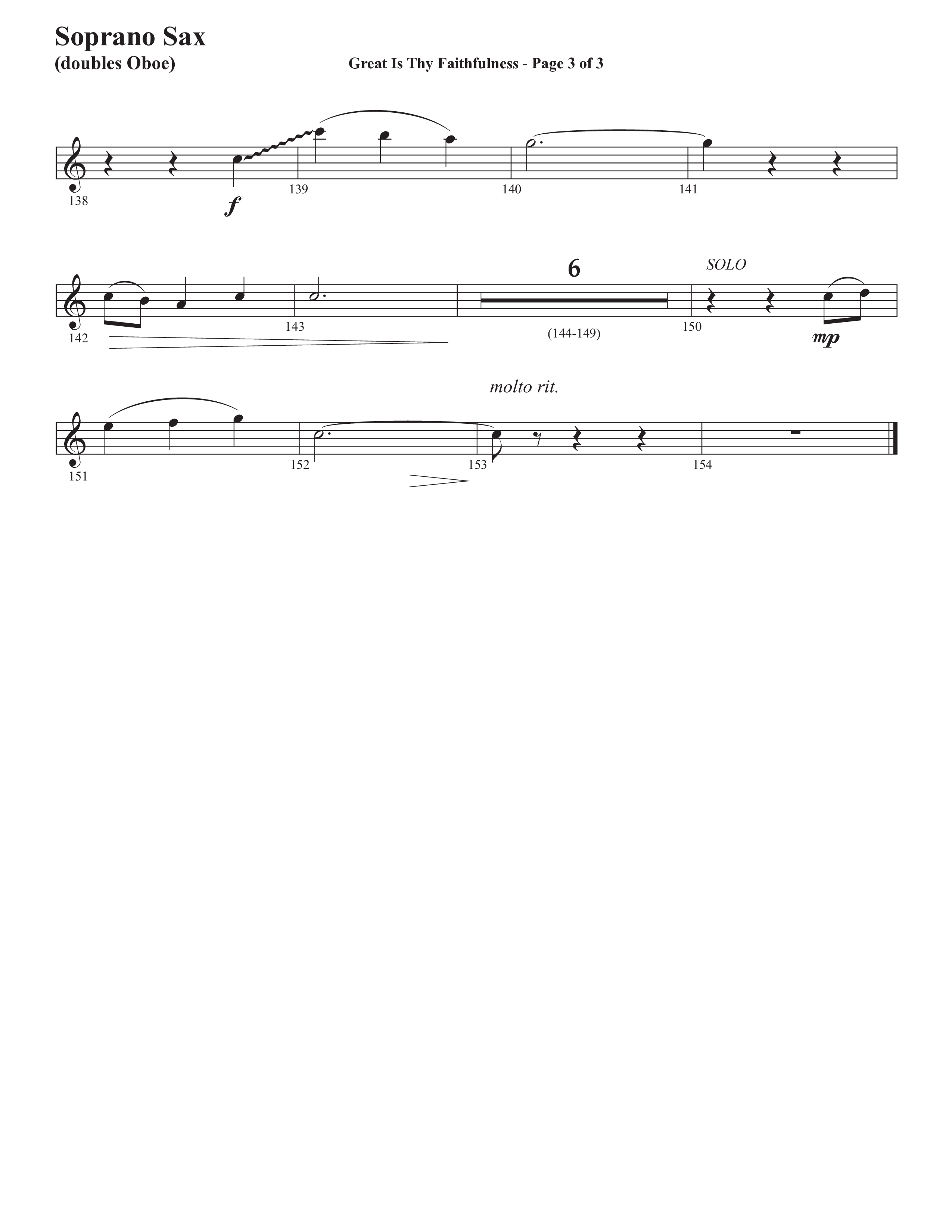 Great Is Thy Faithfulness (You Are Great) (Choral Anthem SATB) Soprano Sax (Semsen Music / Arr. John Bolin / Orch. David Shipps)