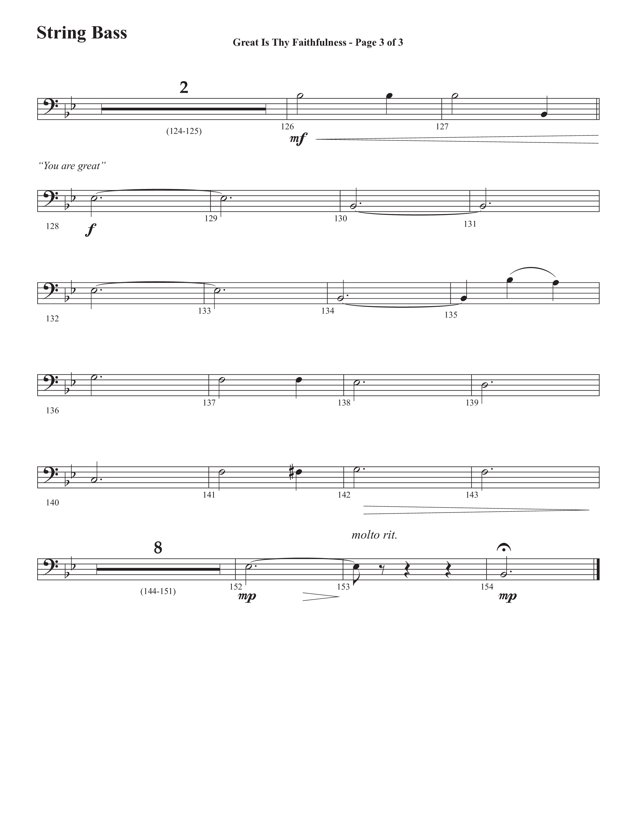 Great Is Thy Faithfulness (You Are Great) (Choral Anthem SATB) String Bass (Semsen Music / Arr. John Bolin / Orch. David Shipps)