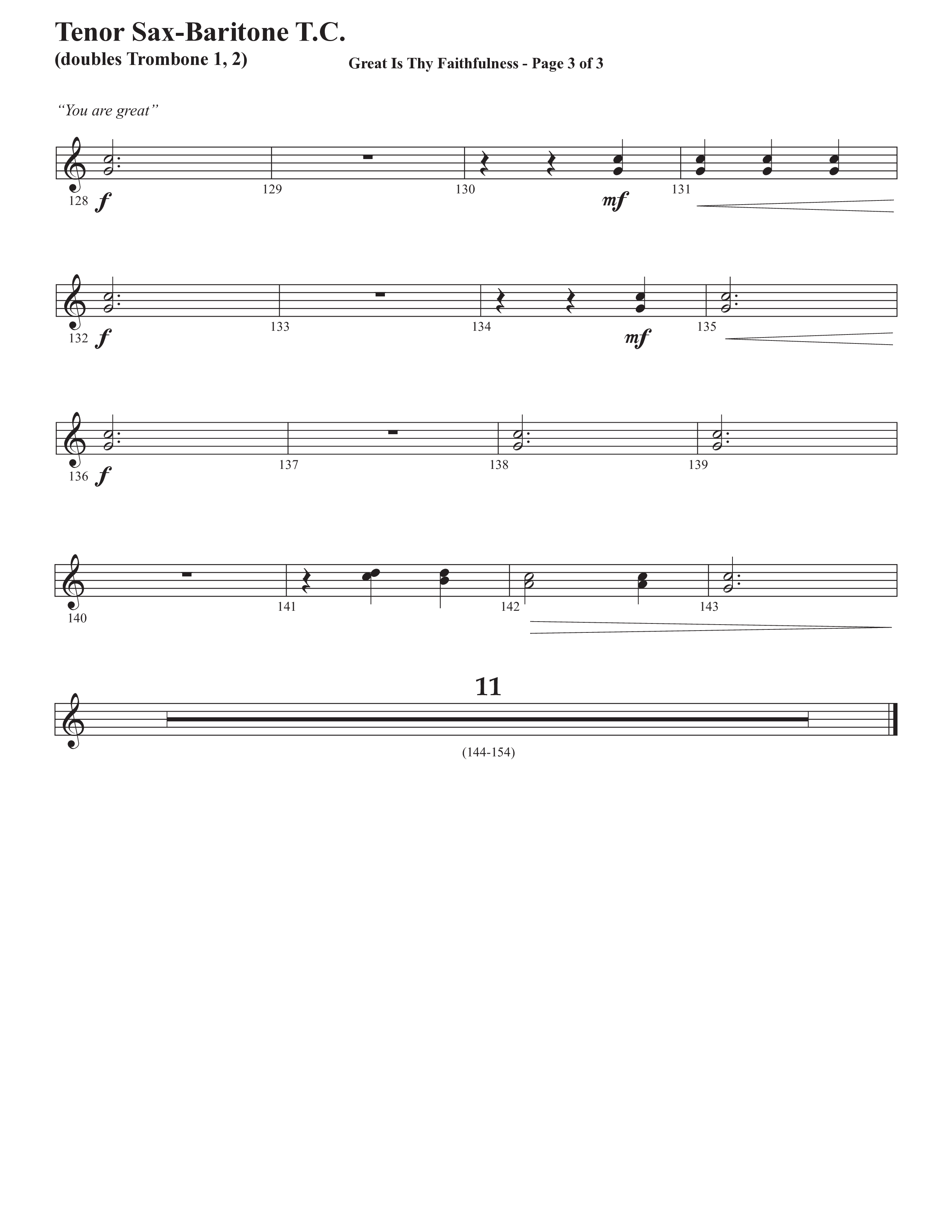 Great Is Thy Faithfulness (You Are Great) (Choral Anthem SATB) Tenor Sax/Baritone T.C. (Semsen Music / Arr. John Bolin / Orch. David Shipps)