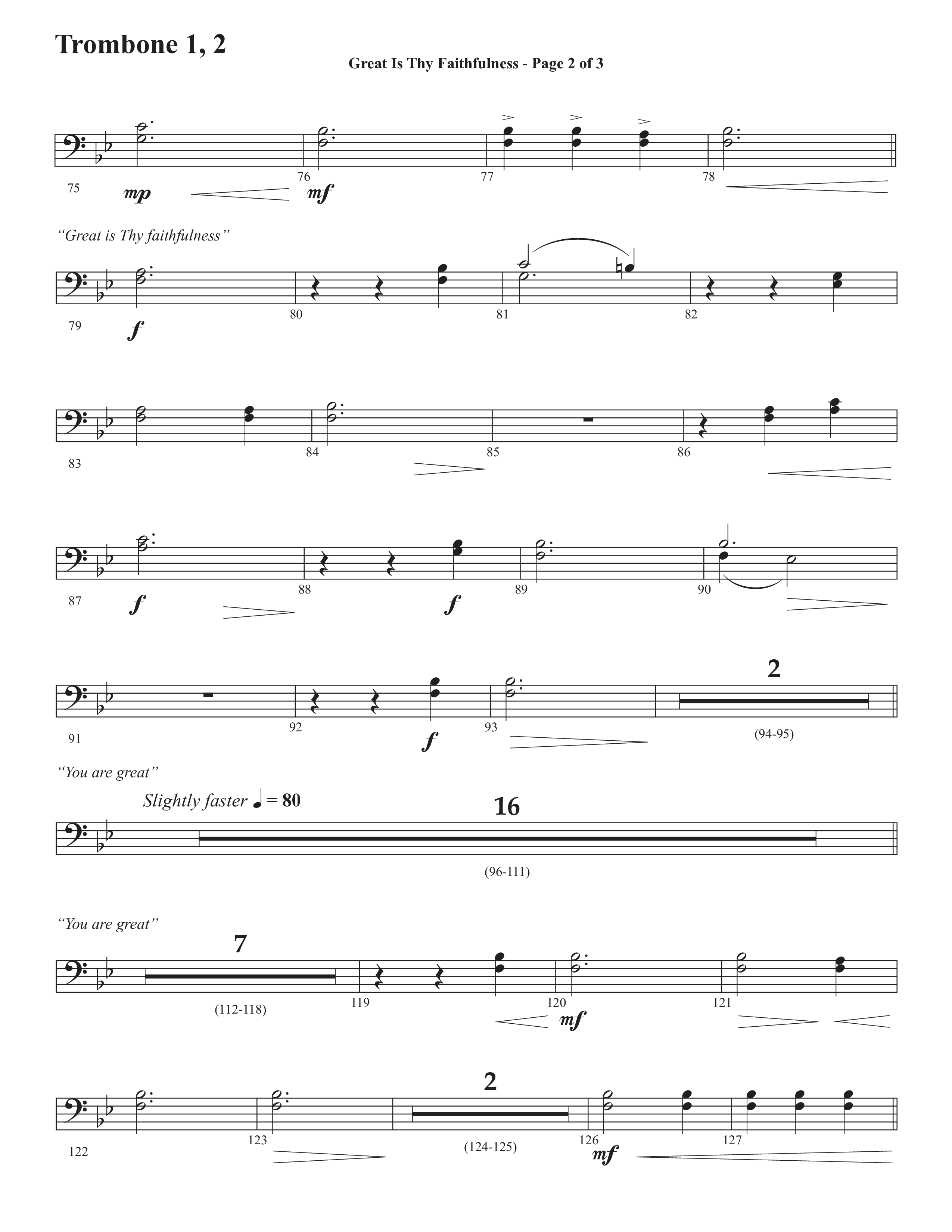 Great Is Thy Faithfulness (You Are Great) (Choral Anthem SATB) Trombone 1/2 (Semsen Music / Arr. John Bolin / Orch. David Shipps)