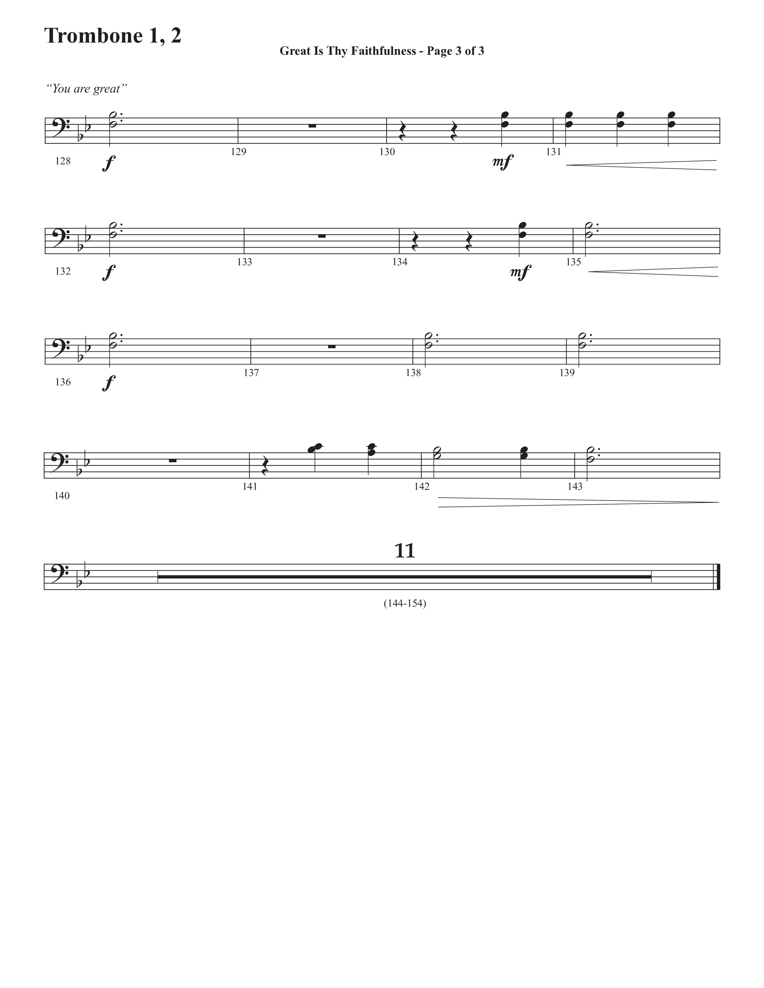 Great Is Thy Faithfulness (You Are Great) (Choral Anthem SATB) Trombone 1/2 (Semsen Music / Arr. John Bolin / Orch. David Shipps)