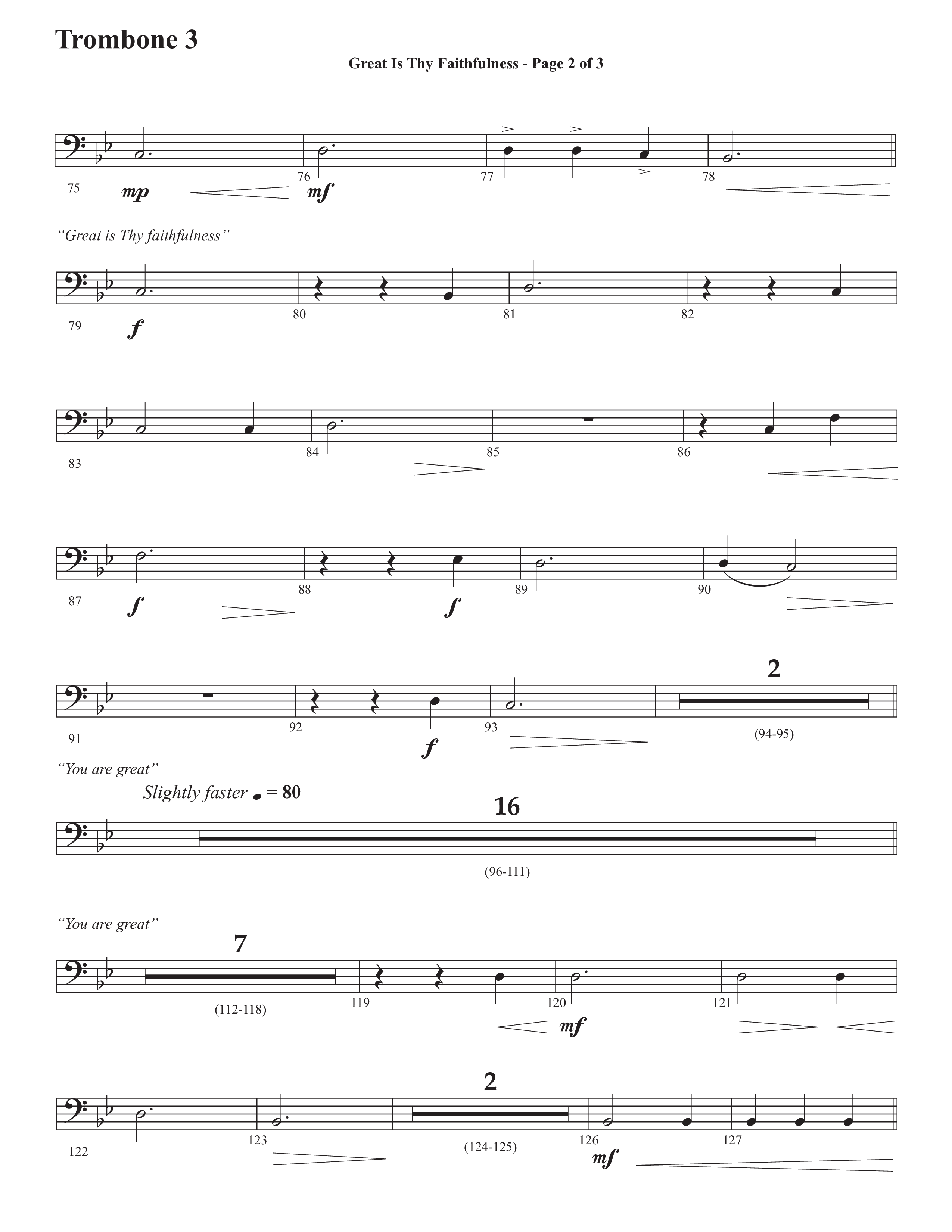 Great Is Thy Faithfulness (You Are Great) (Choral Anthem SATB) Trombone 3 (Semsen Music / Arr. John Bolin / Orch. David Shipps)