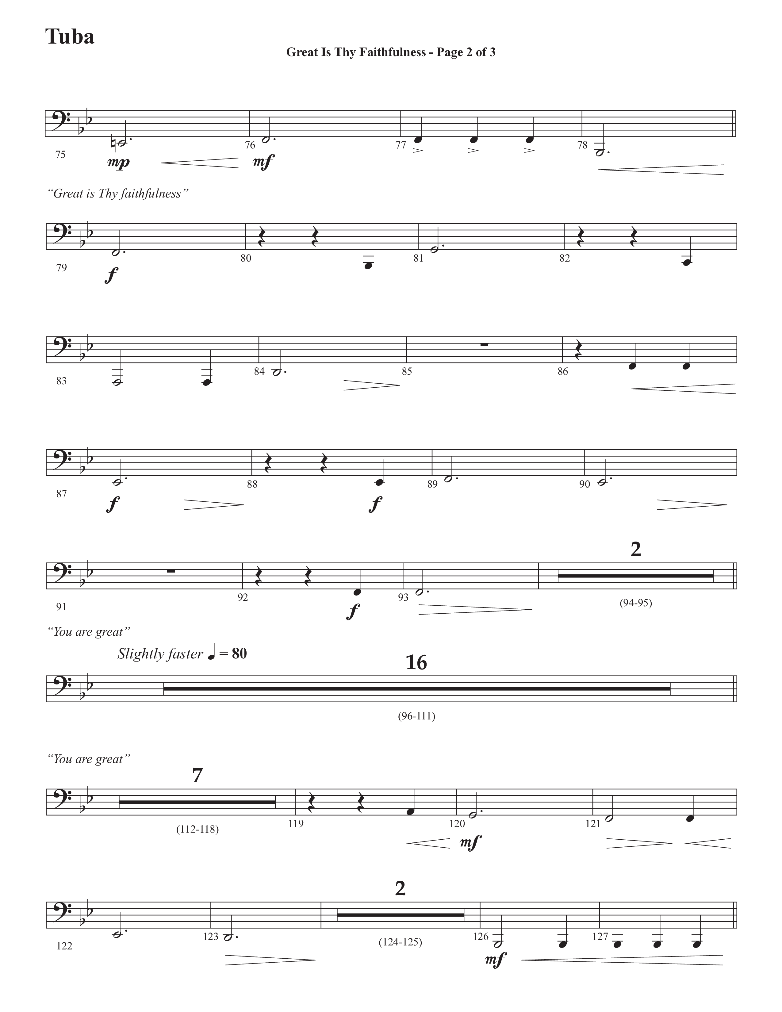 Great Is Thy Faithfulness (You Are Great) (Choral Anthem SATB) Tuba (Semsen Music / Arr. John Bolin / Orch. David Shipps)
