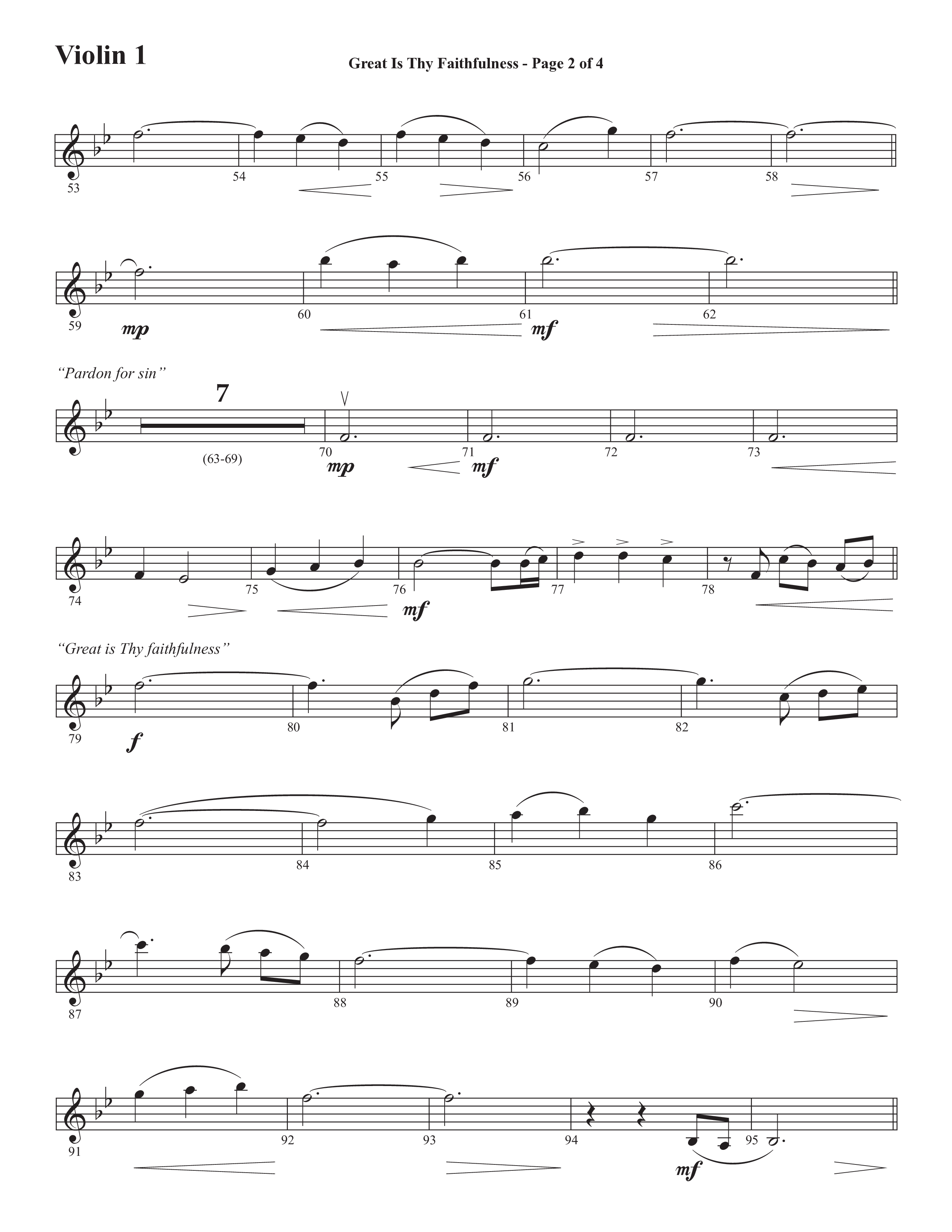 Great Is Thy Faithfulness (You Are Great) (Choral Anthem SATB) Violin 1 (Semsen Music / Arr. John Bolin / Orch. David Shipps)