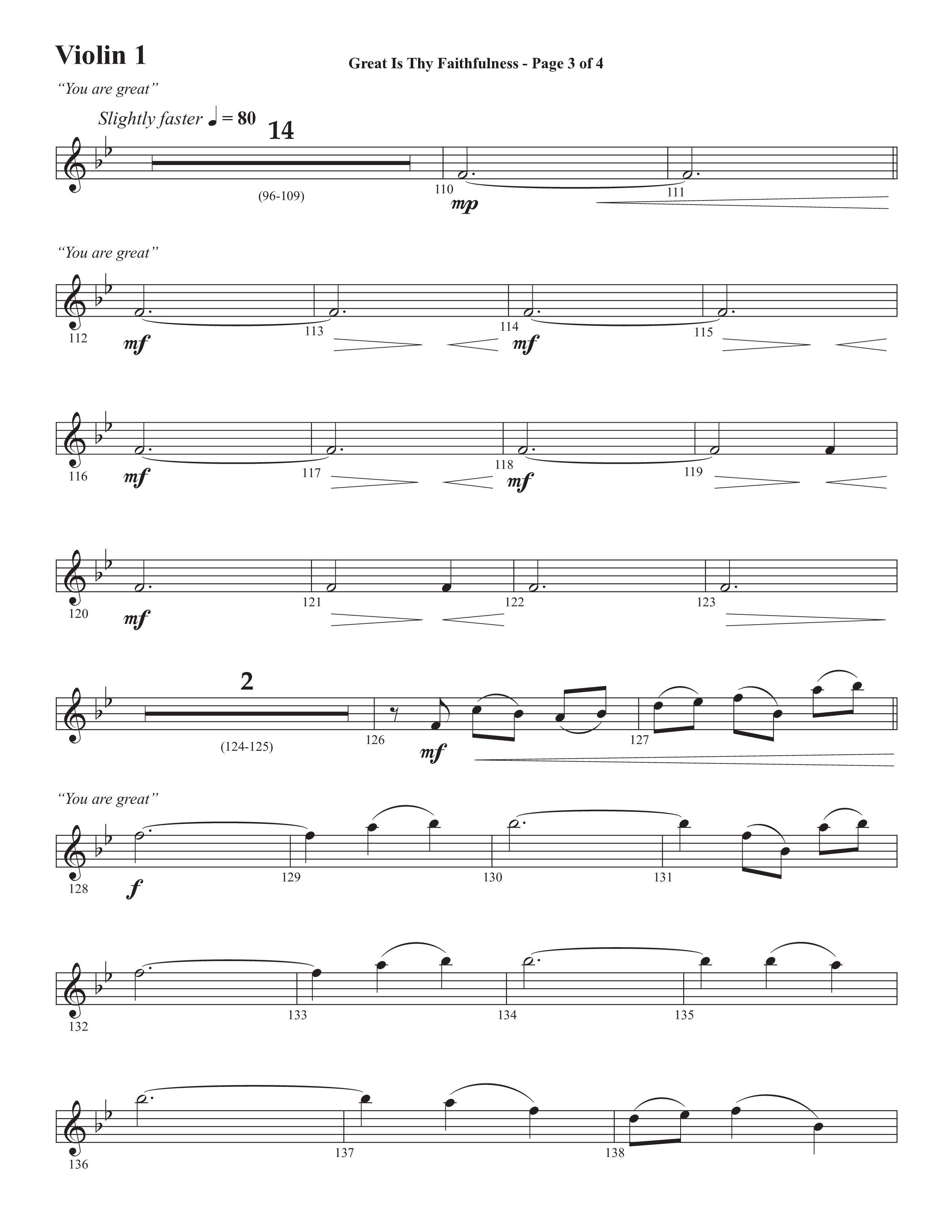 Great Is Thy Faithfulness (You Are Great) (Choral Anthem SATB) Violin 1 (Semsen Music / Arr. John Bolin / Orch. David Shipps)