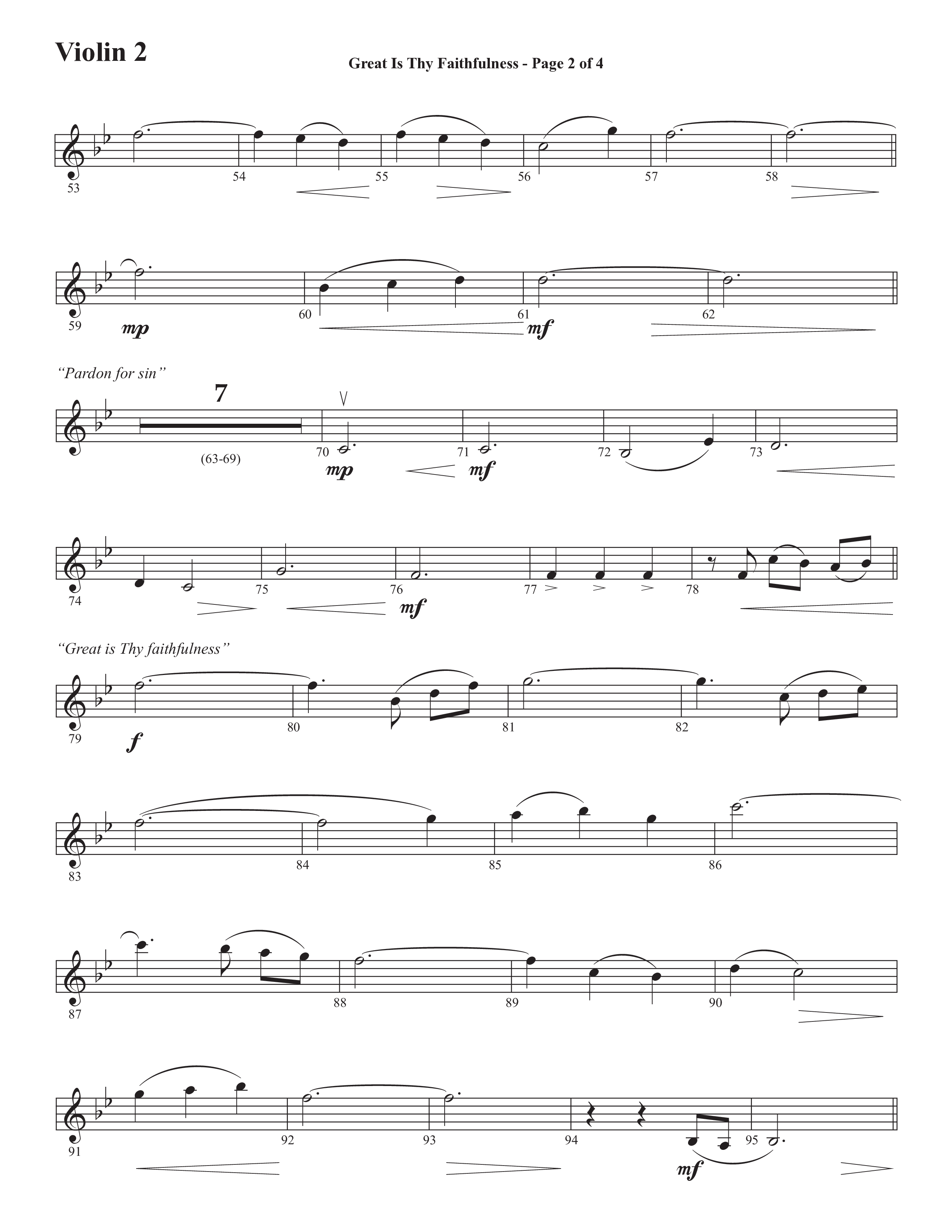 Great Is Thy Faithfulness (You Are Great) (Choral Anthem SATB) Violin 2 (Semsen Music / Arr. John Bolin / Orch. David Shipps)