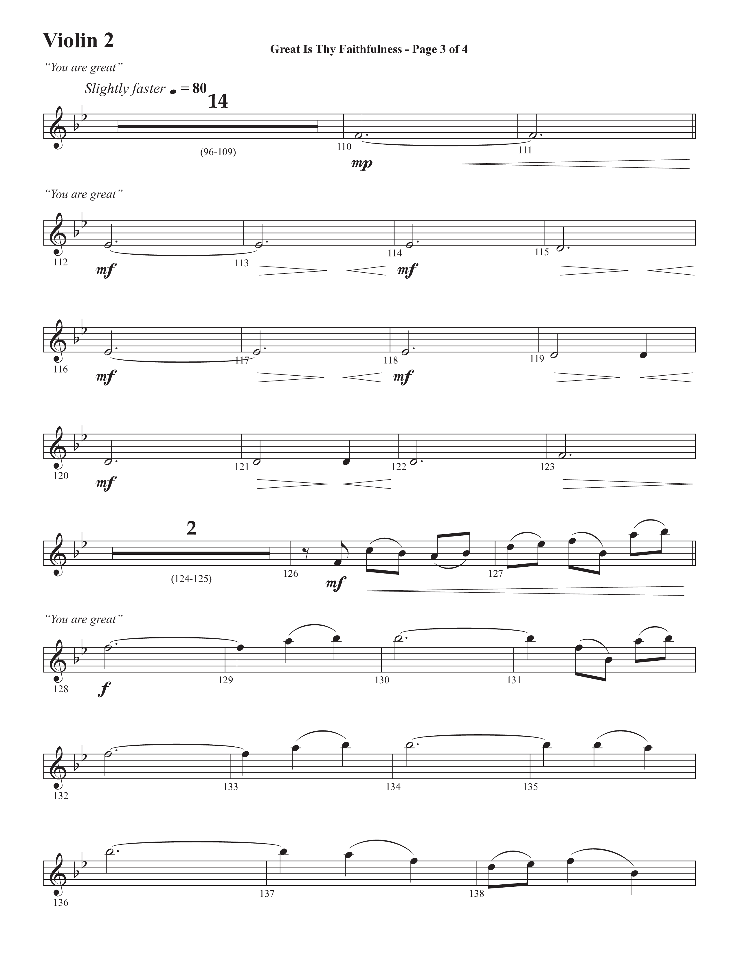 Great Is Thy Faithfulness (You Are Great) (Choral Anthem SATB) Violin 2 (Semsen Music / Arr. John Bolin / Orch. David Shipps)