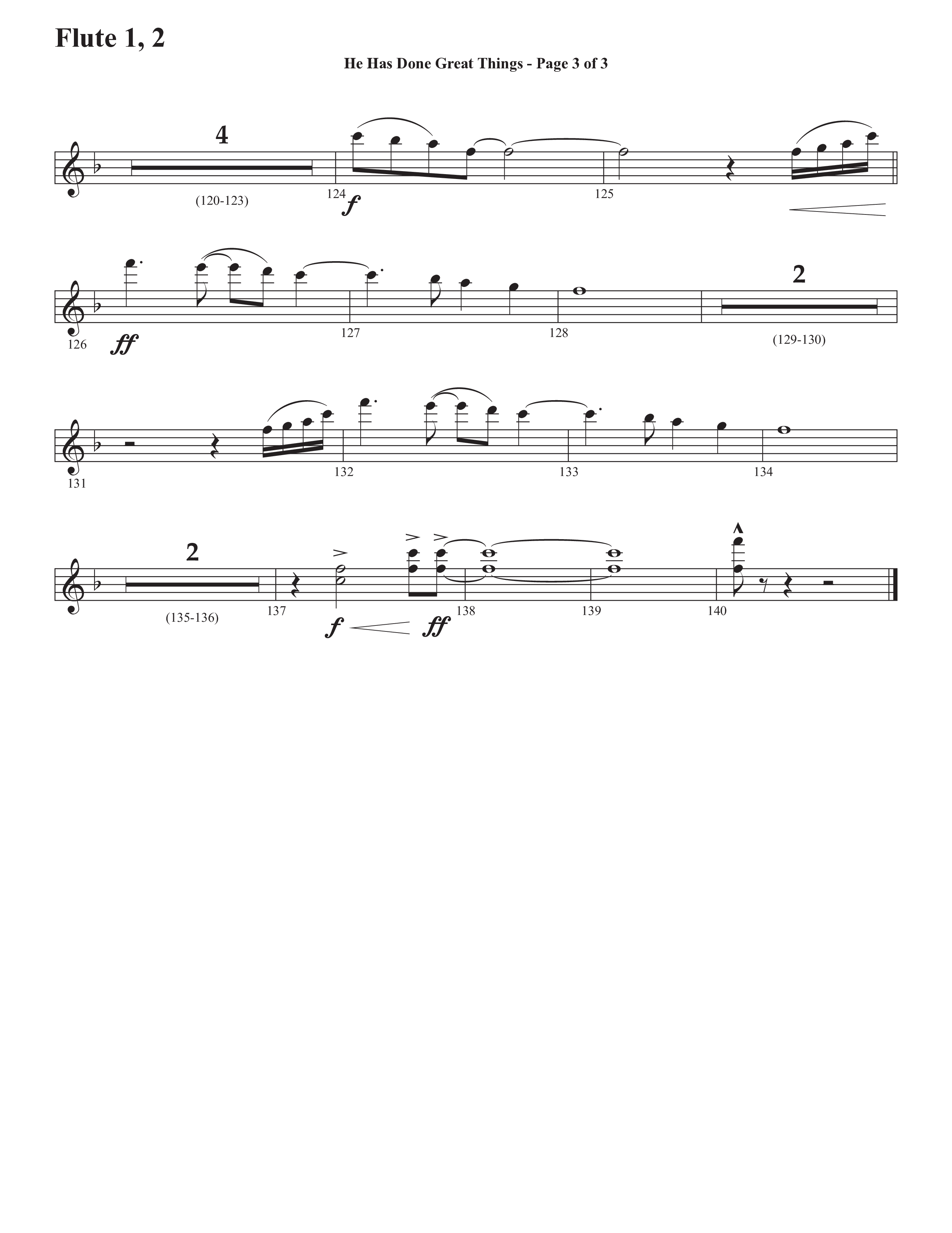 He Has Done Great Things (The Magnificat) (Choral Anthem SATB) Flute 1/2 (Semsen Music / Arr. John Bolin / Orch. Cliff Duren)