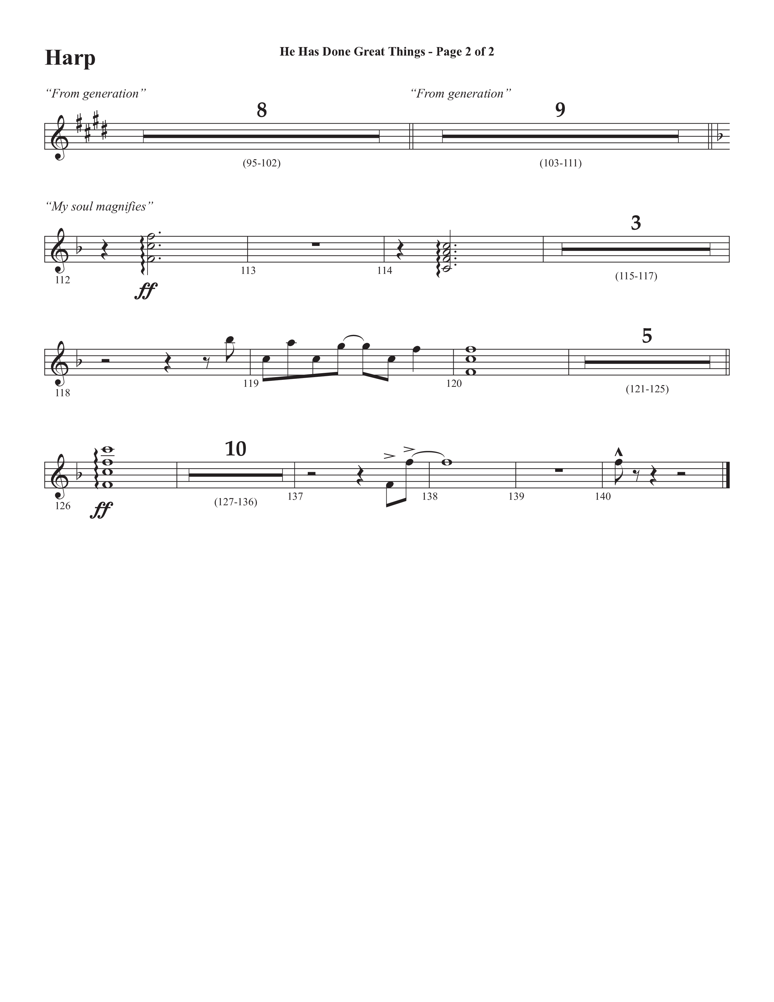 He Has Done Great Things (The Magnificat) (Choral Anthem SATB) Harp (Semsen Music / Arr. John Bolin / Orch. Cliff Duren)