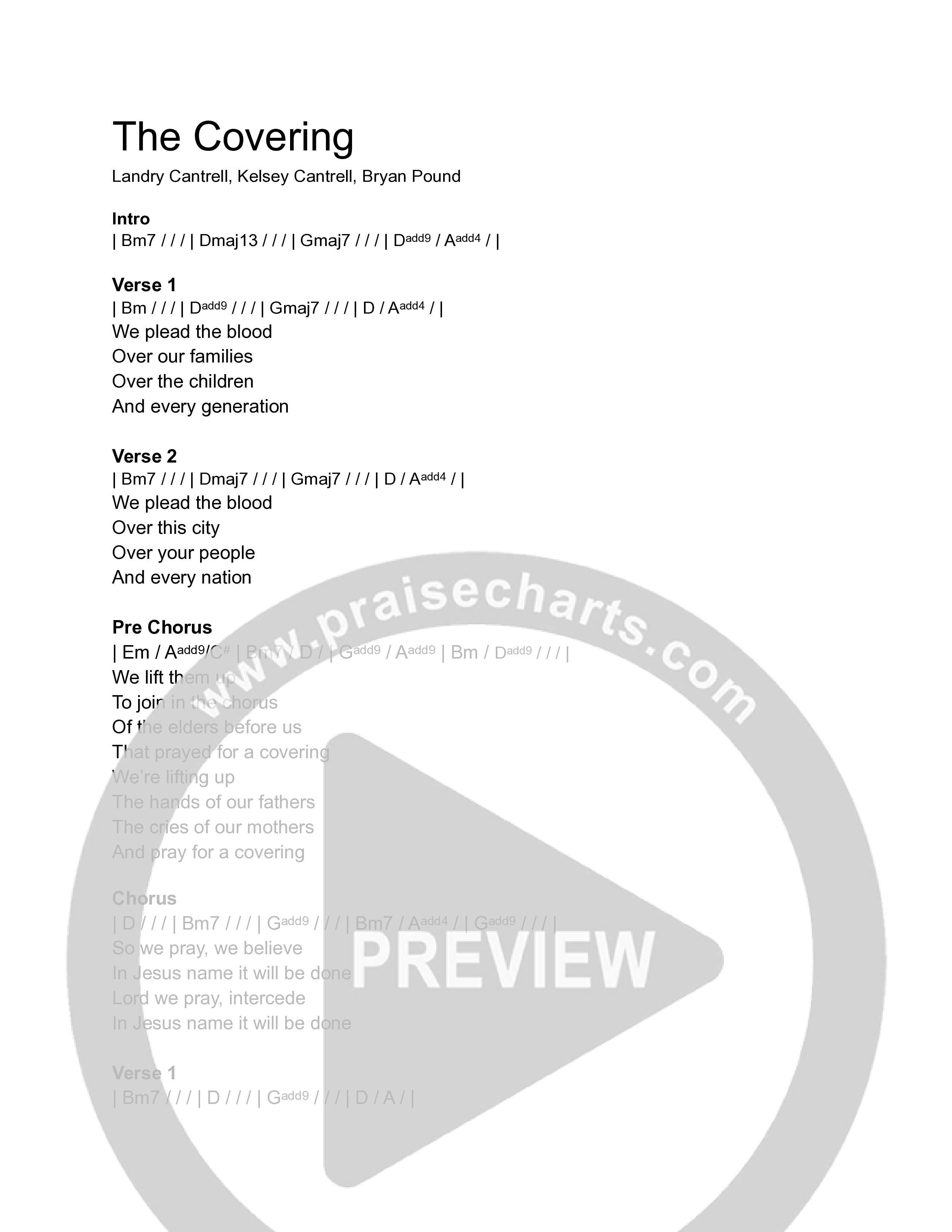 The Covering Chord Chart (Inner Sessions / Landry Cantrell / James Connor)