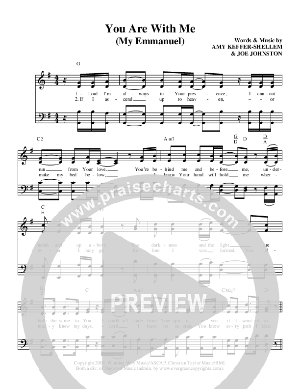You Are With Me (My Emmanuel) Lead Sheet (SAT) (The McKameys)