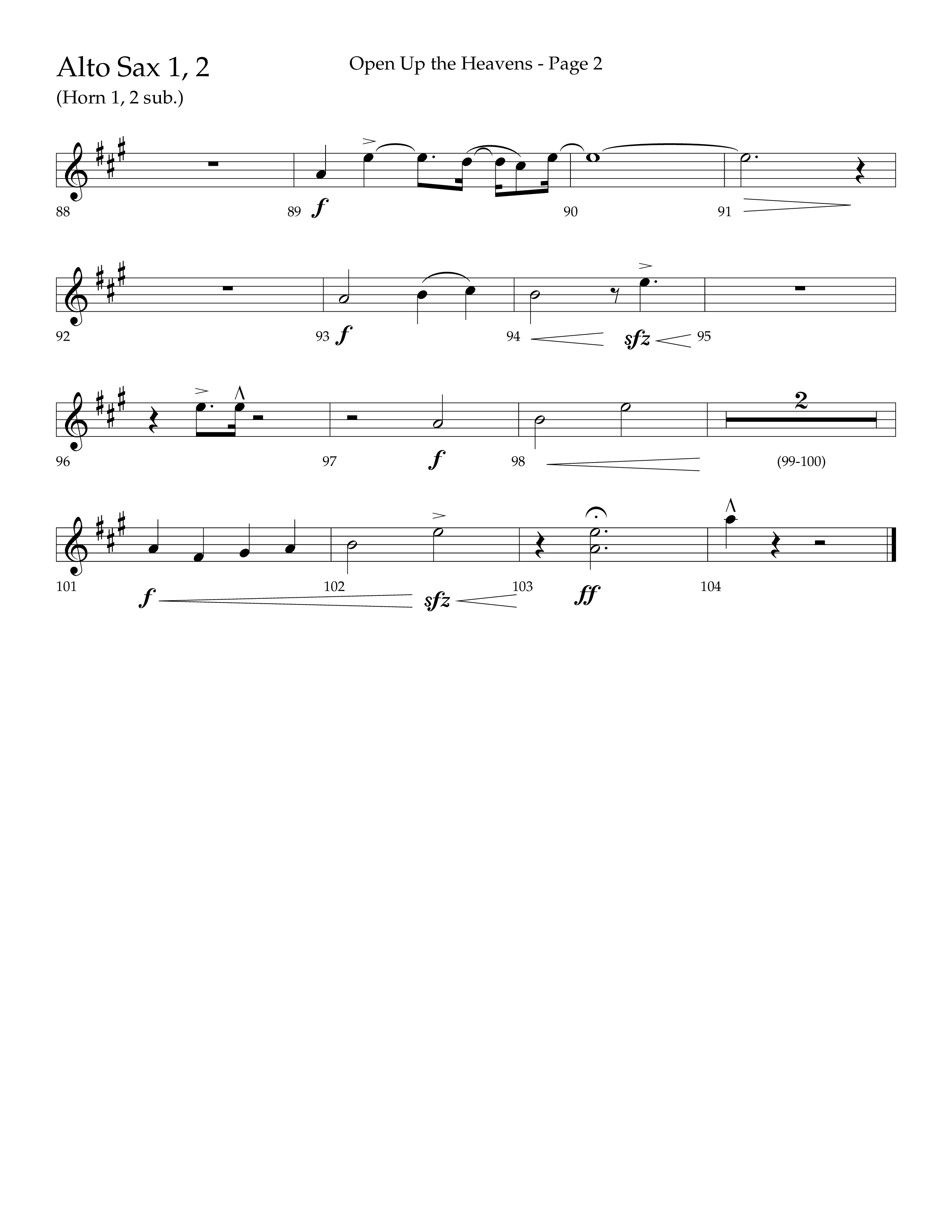 Open Up The Heavens (Choral Anthem SATB) Alto Sax 1/2 (Lifeway Choral / Arr. Cliff Duren)