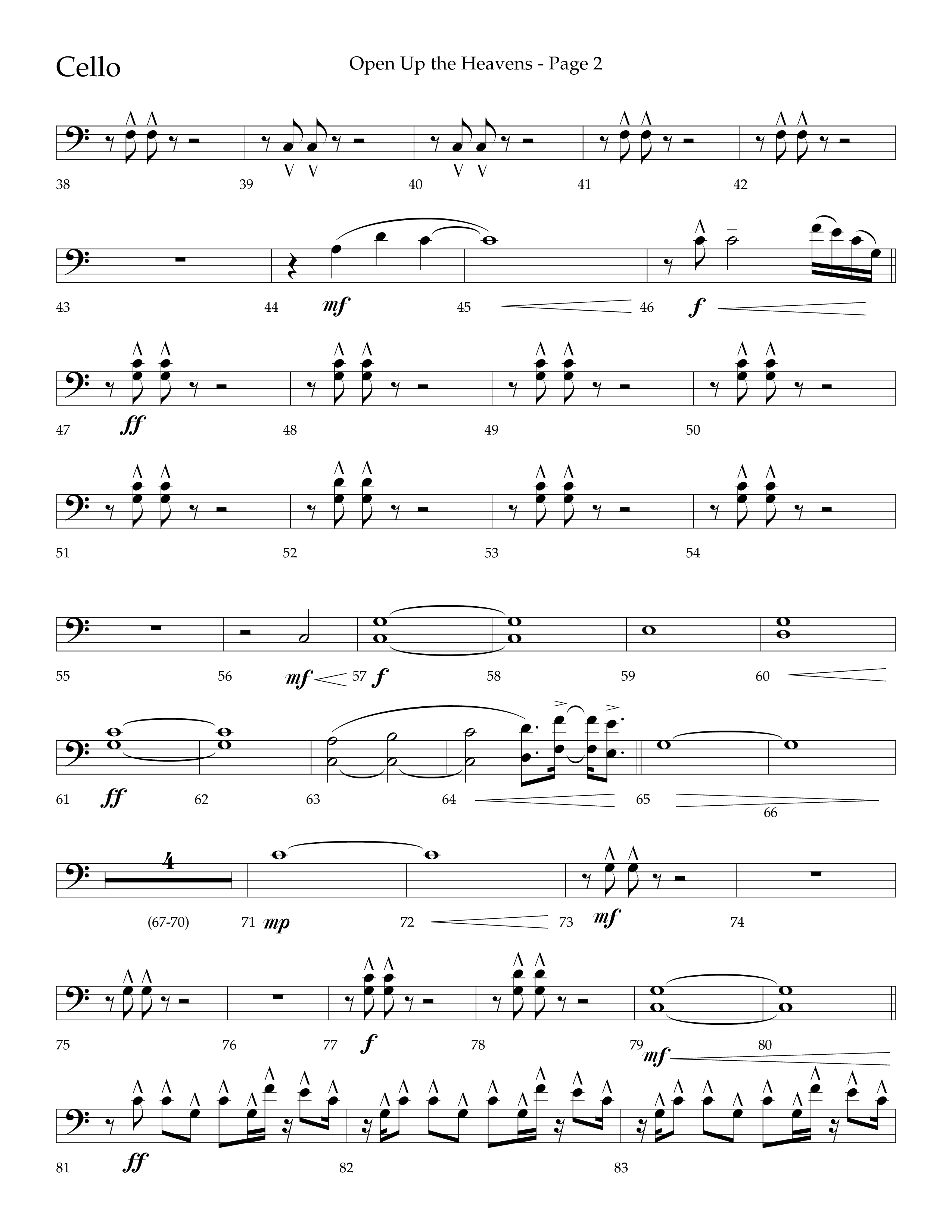 Open Up The Heavens (Choral Anthem SATB) Cello (Lifeway Choral / Arr. Cliff Duren)