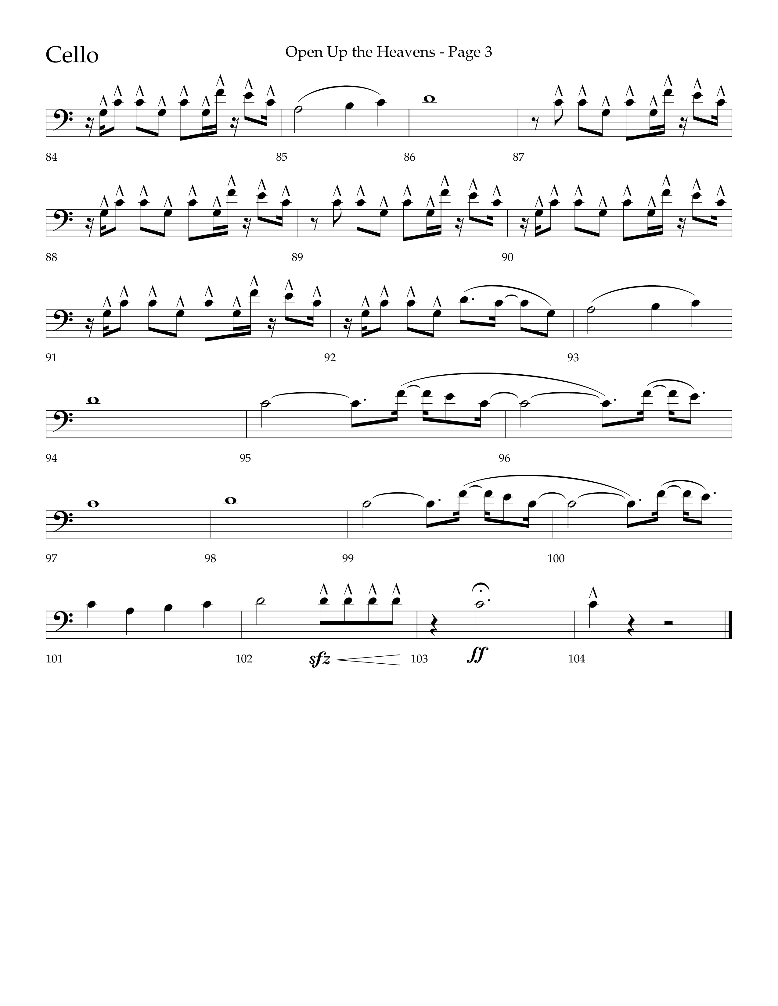 Open Up The Heavens (Choral Anthem SATB) Cello (Lifeway Choral / Arr. Cliff Duren)