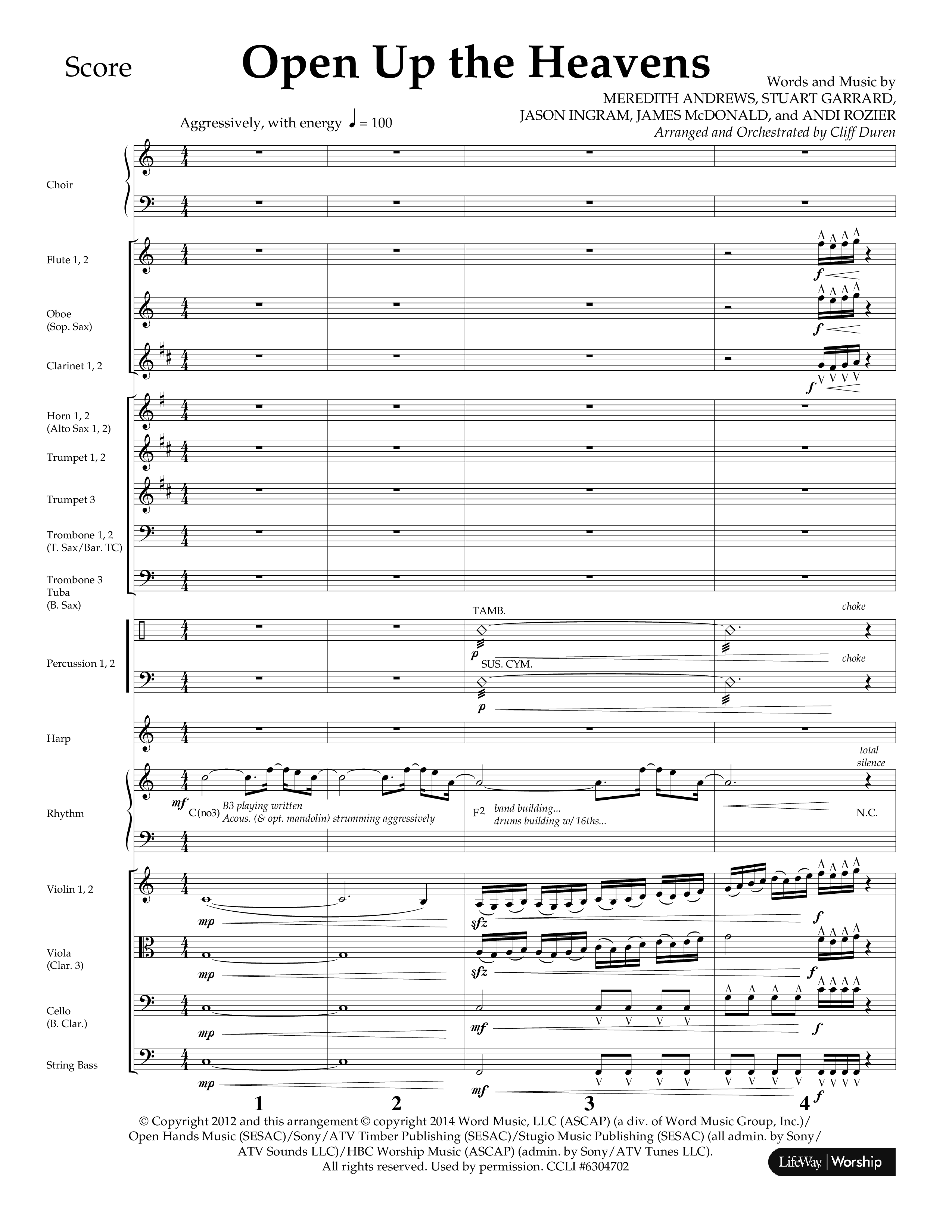 Open Up The Heavens (Choral Anthem SATB) Conductor's Score (Lifeway Choral / Arr. Cliff Duren)