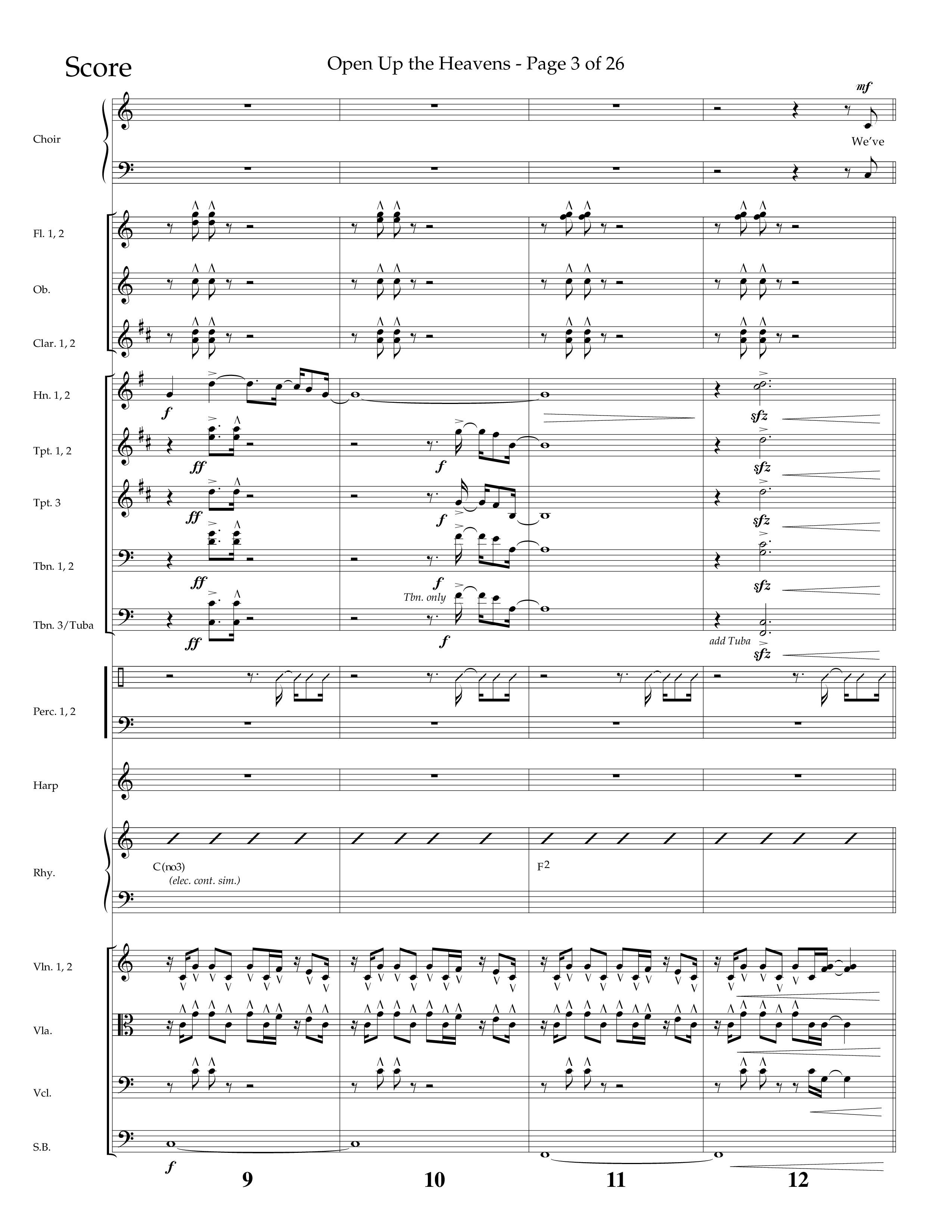 Open Up The Heavens (Choral Anthem SATB) Orchestration (Lifeway Choral / Arr. Cliff Duren)