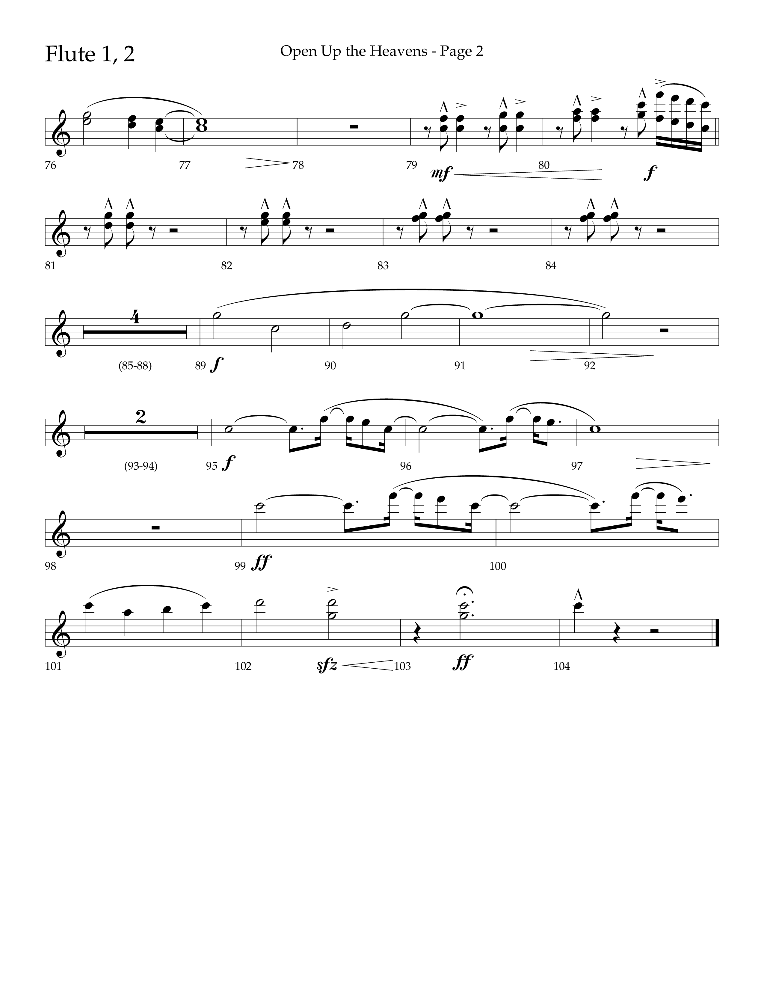 Open Up The Heavens (Choral Anthem SATB) Flute 1/2 (Lifeway Choral / Arr. Cliff Duren)