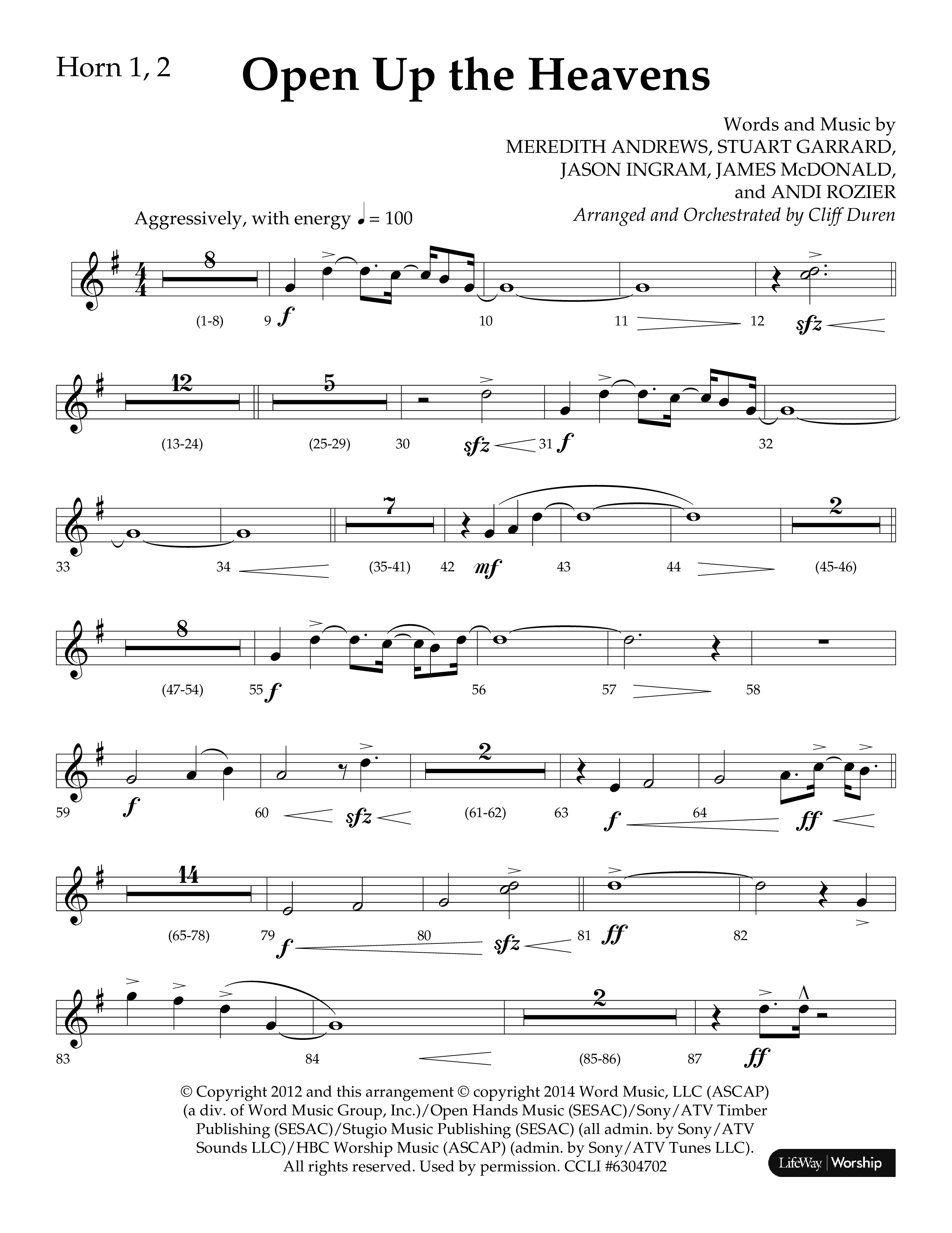 Open Up The Heavens (Choral Anthem SATB) French Horn 1/2 (Lifeway Choral / Arr. Cliff Duren)