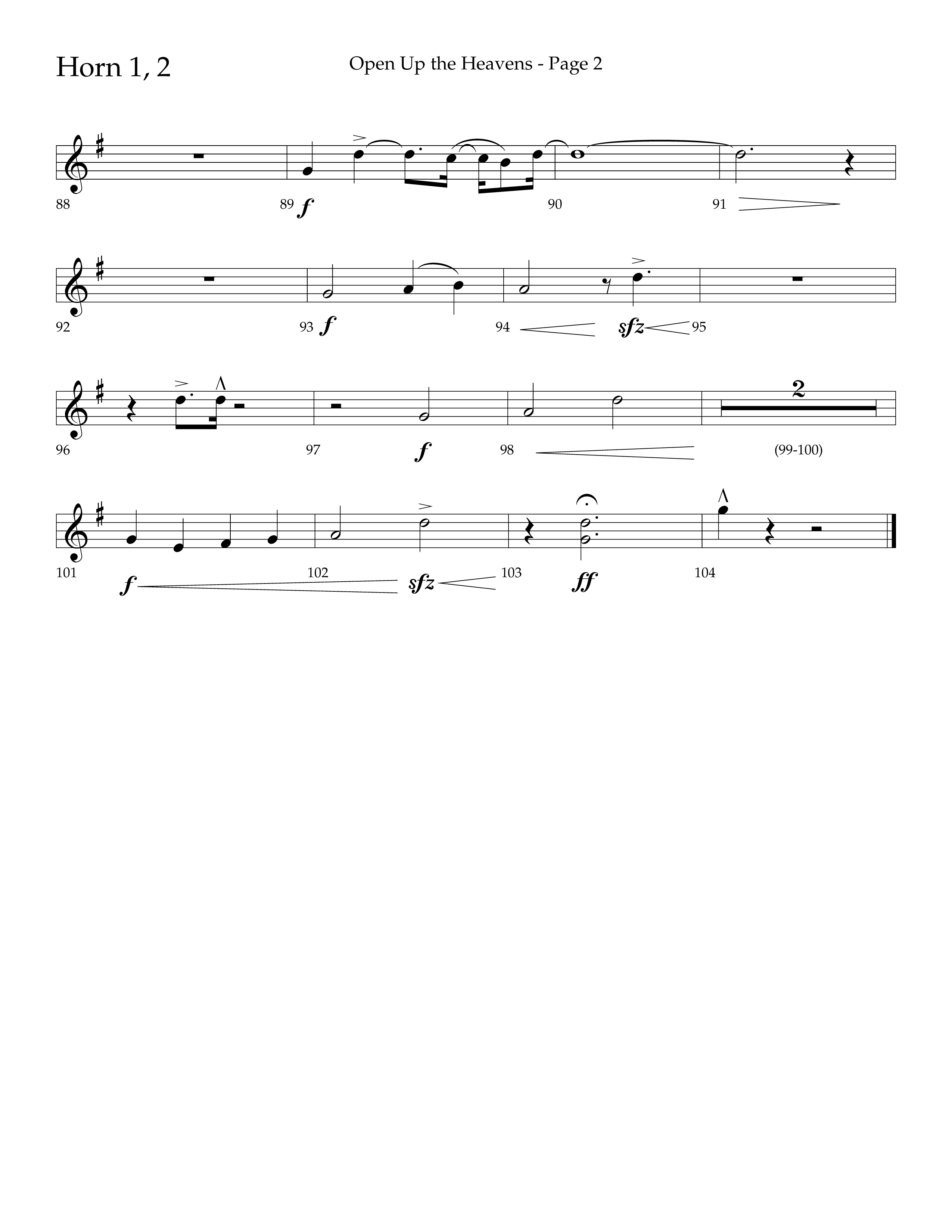 Open Up The Heavens (Choral Anthem SATB) French Horn 1/2 (Lifeway Choral / Arr. Cliff Duren)