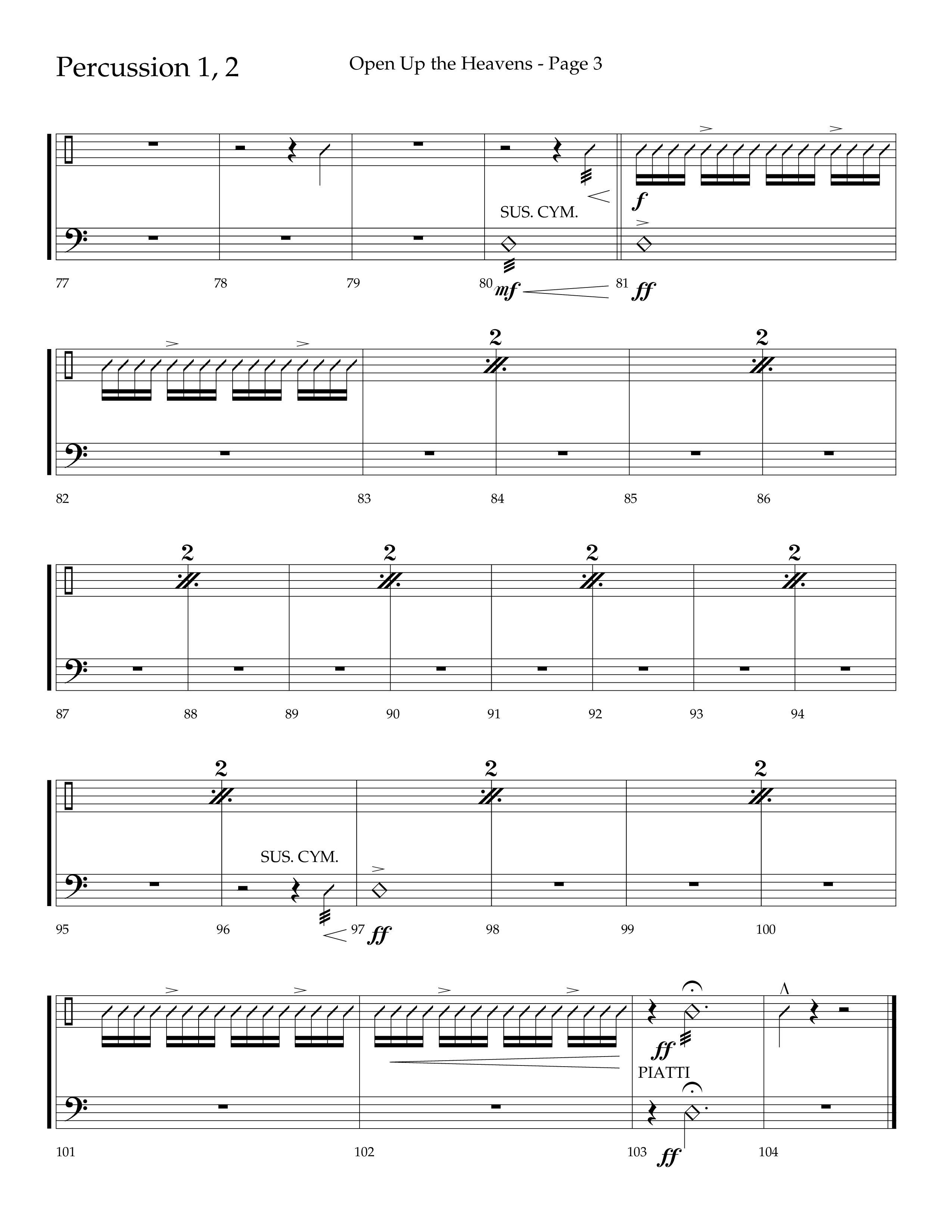Open Up The Heavens (Choral Anthem SATB) Percussion 1/2 (Lifeway Choral / Arr. Cliff Duren)