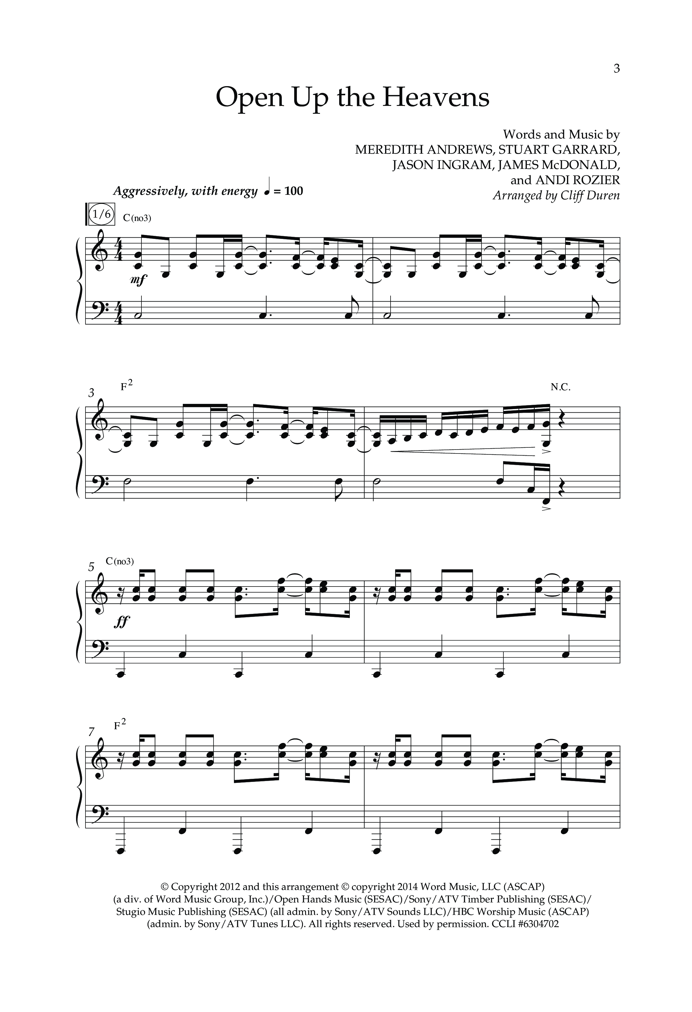 Open Up The Heavens (Choral Anthem SATB) Anthem (SATB/Piano) (Lifeway Choral / Arr. Cliff Duren)