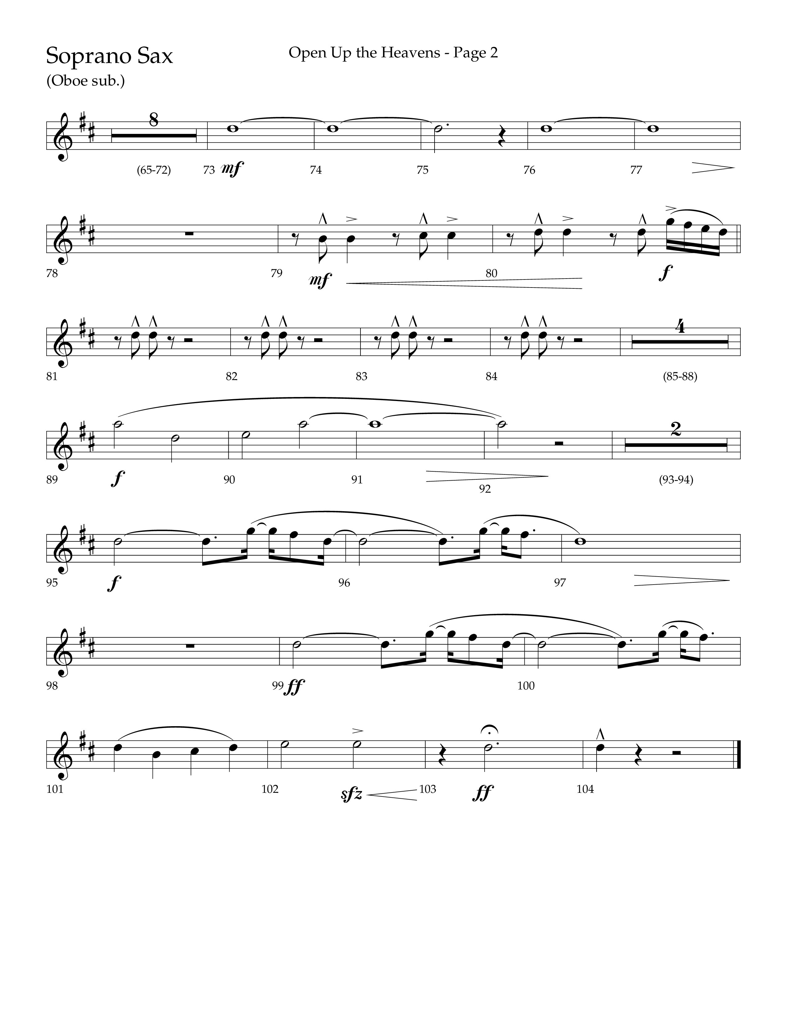 Open Up The Heavens (Choral Anthem SATB) Soprano Sax (Lifeway Choral / Arr. Cliff Duren)