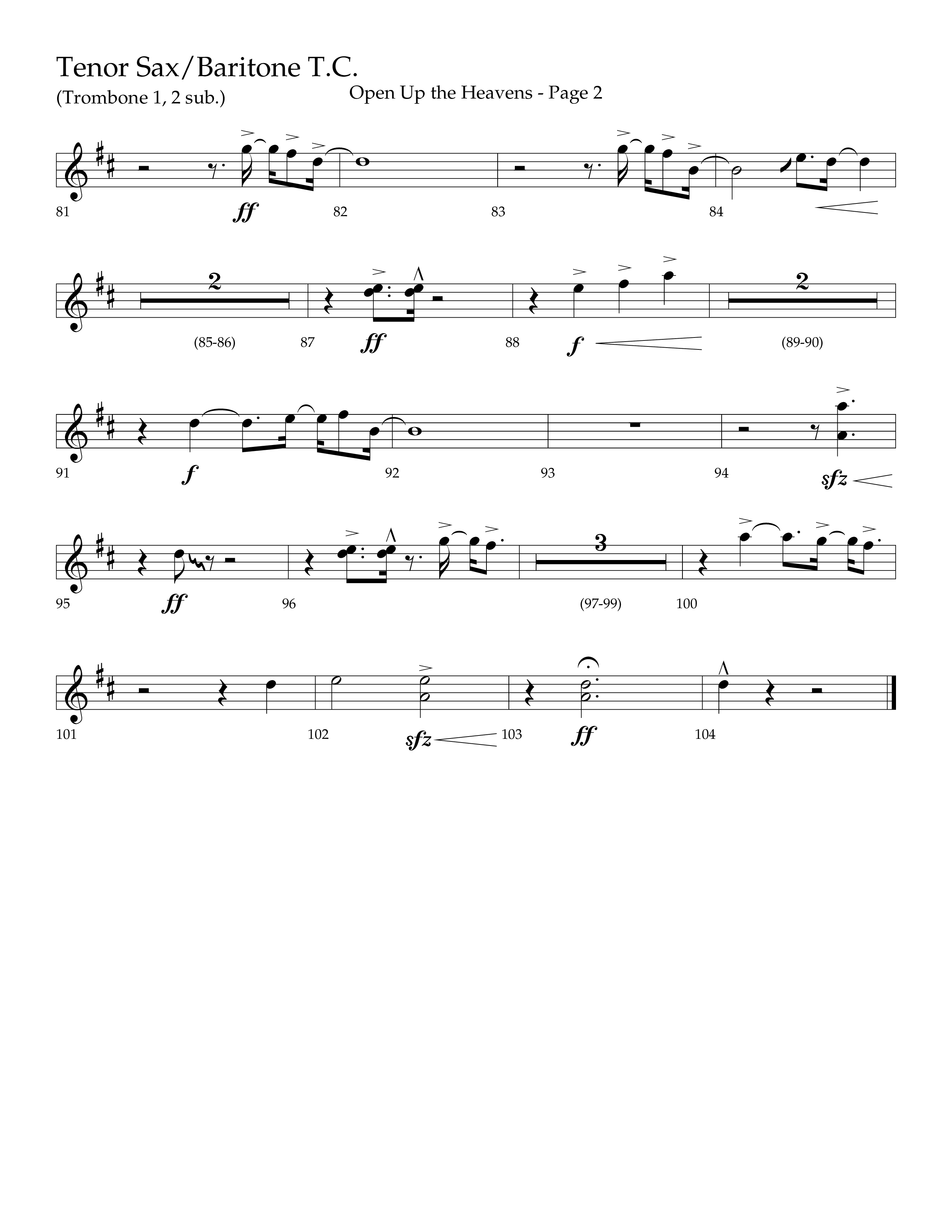 Open Up The Heavens (Choral Anthem SATB) Tenor Sax/Baritone T.C. (Lifeway Choral / Arr. Cliff Duren)
