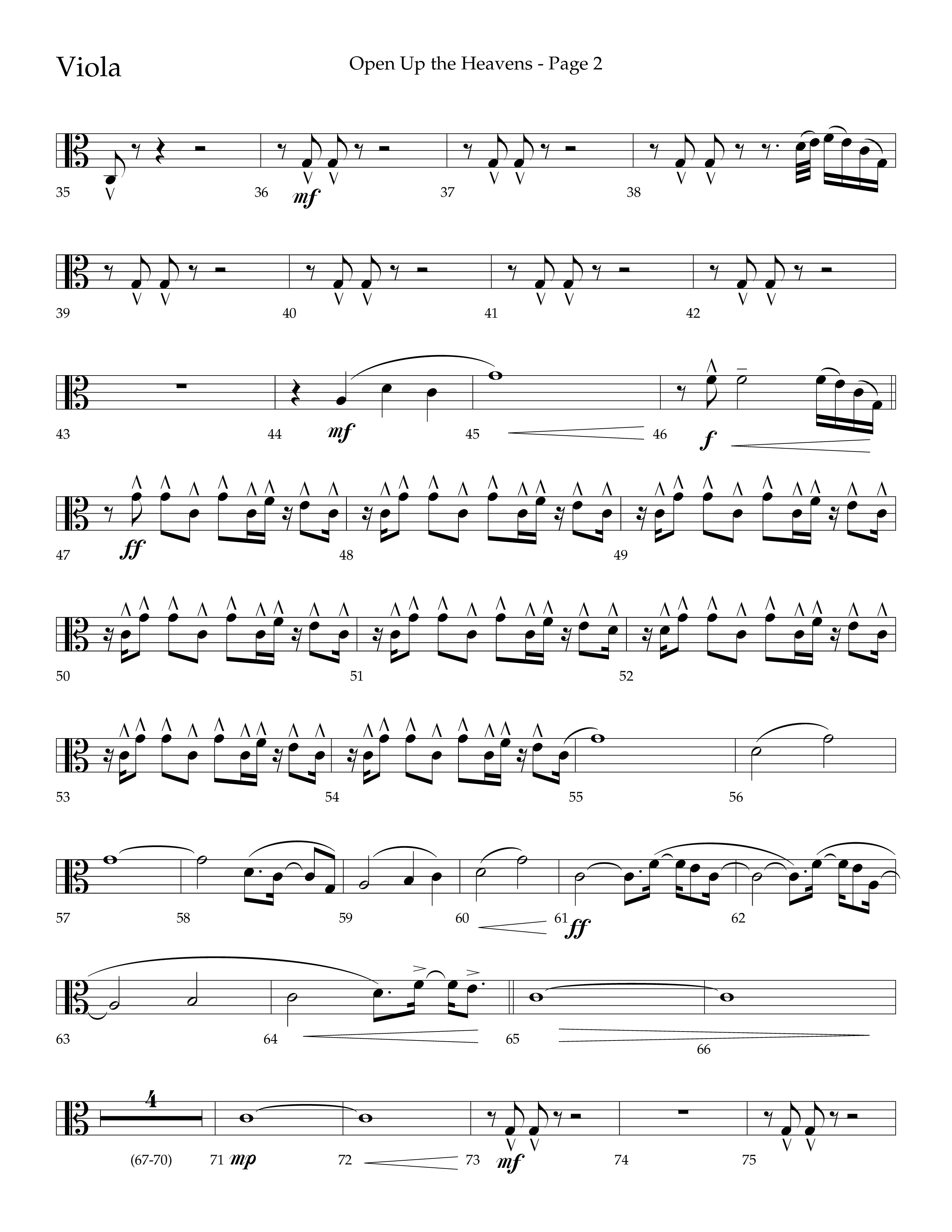 Open Up The Heavens (Choral Anthem SATB) Viola (Lifeway Choral / Arr. Cliff Duren)
