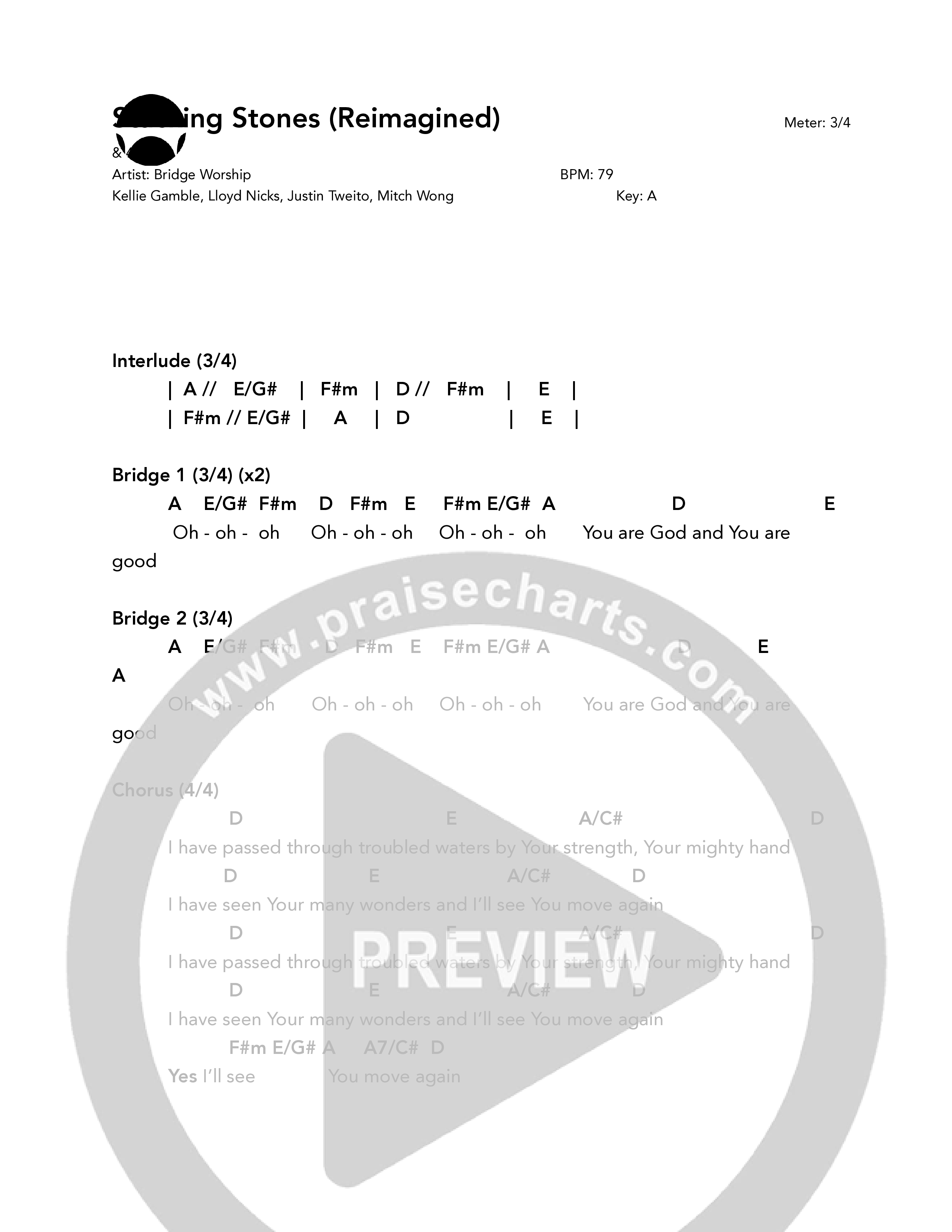 Stacking Stones (Reimagined) Chord Chart (Bridge Worship)