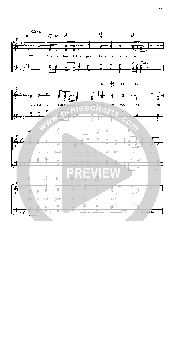 You Don't Have To Bear Your Burdens Alone Lead Sheet (Jessica King)