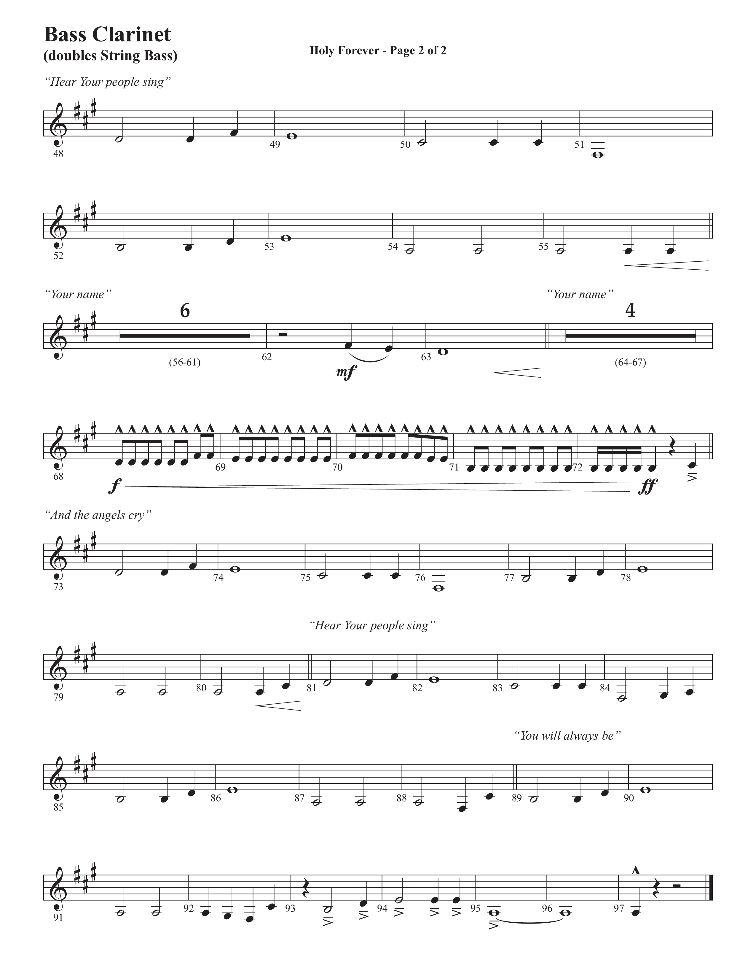 Holy Forever (Choral Anthem SATB) Bass Clarinet (Semsen Music / Arr. Cliff Duren)