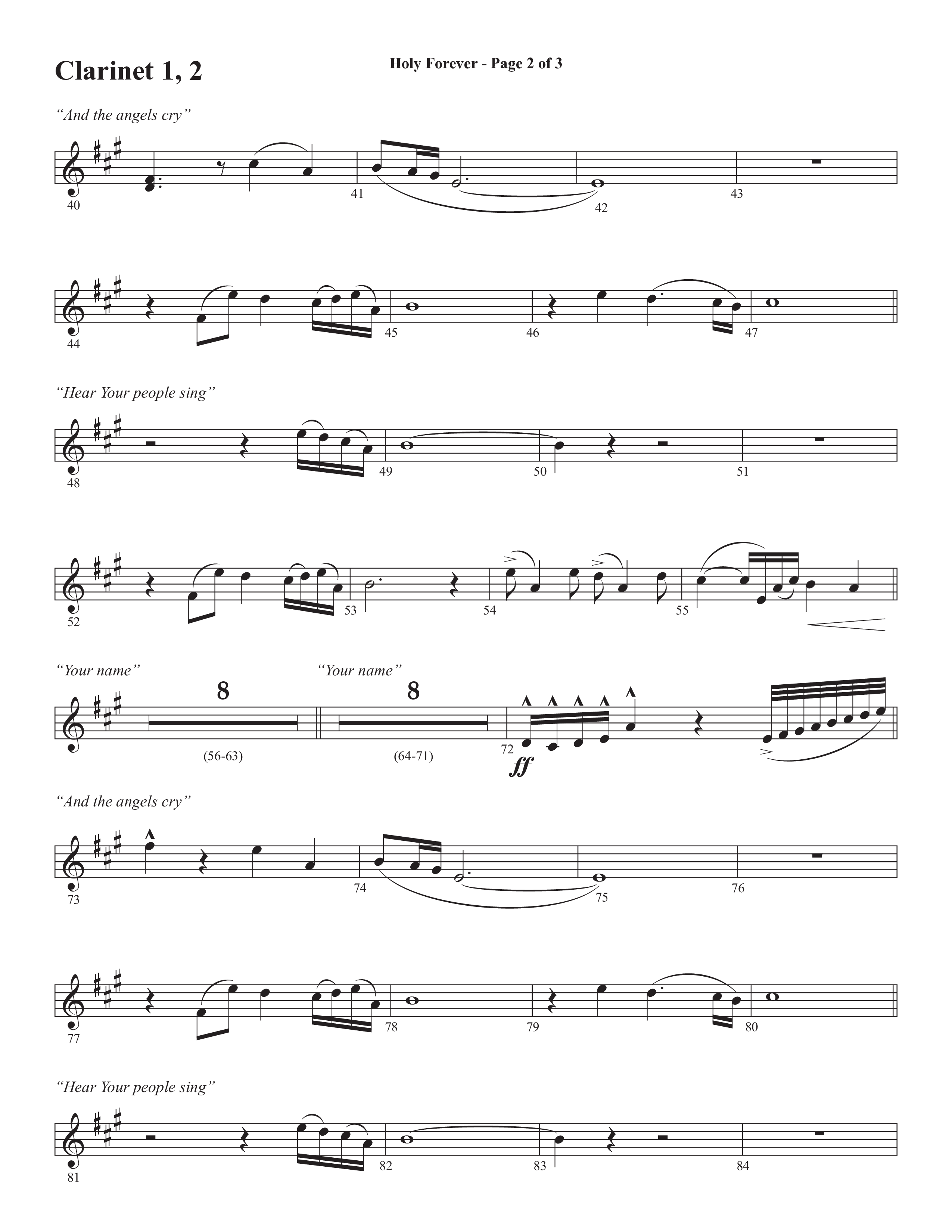 Holy Forever (Choral Anthem SATB) Clarinet 1/2 (Semsen Music / Arr. Cliff Duren)