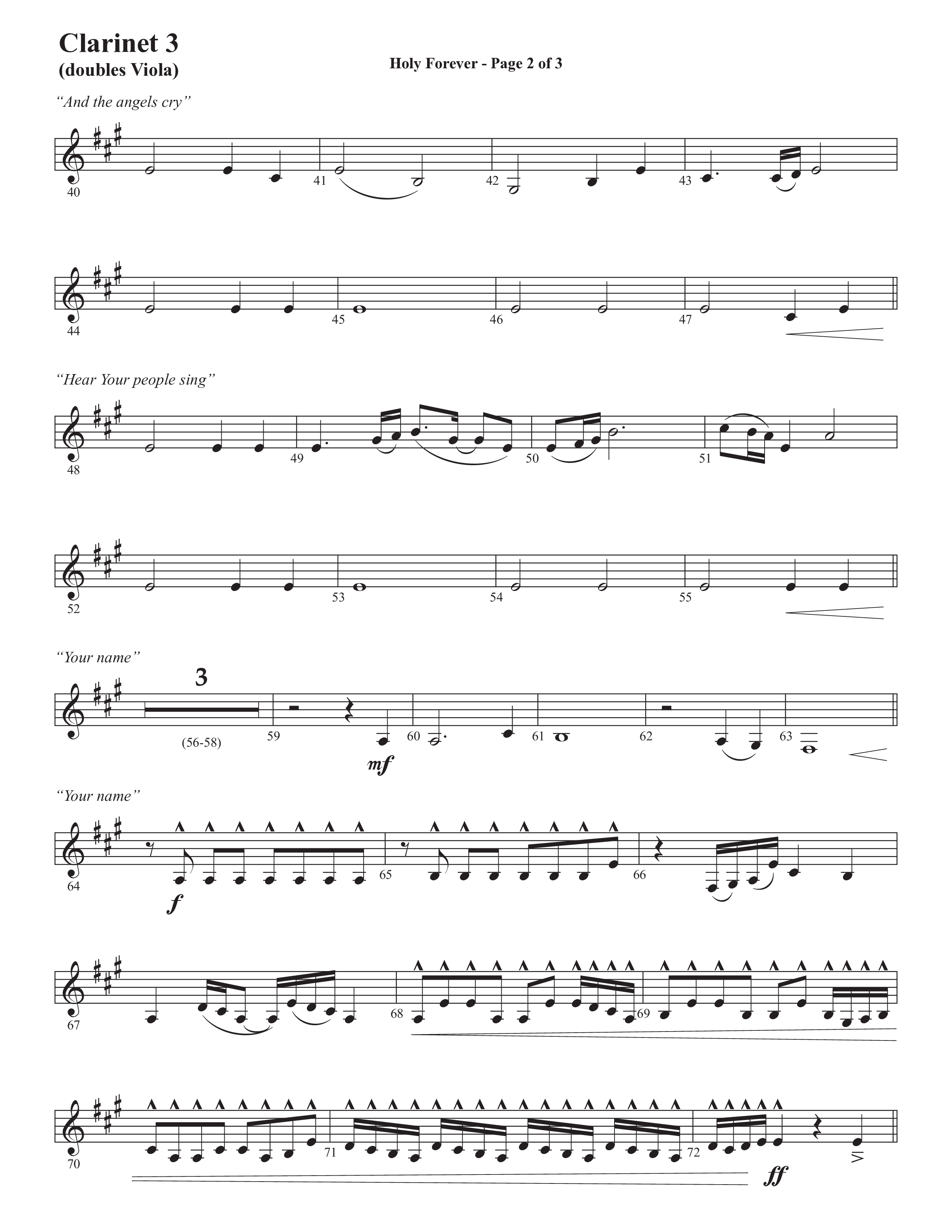 Holy Forever (Choral Anthem SATB) Clarinet 3 (Semsen Music / Arr. Cliff Duren)