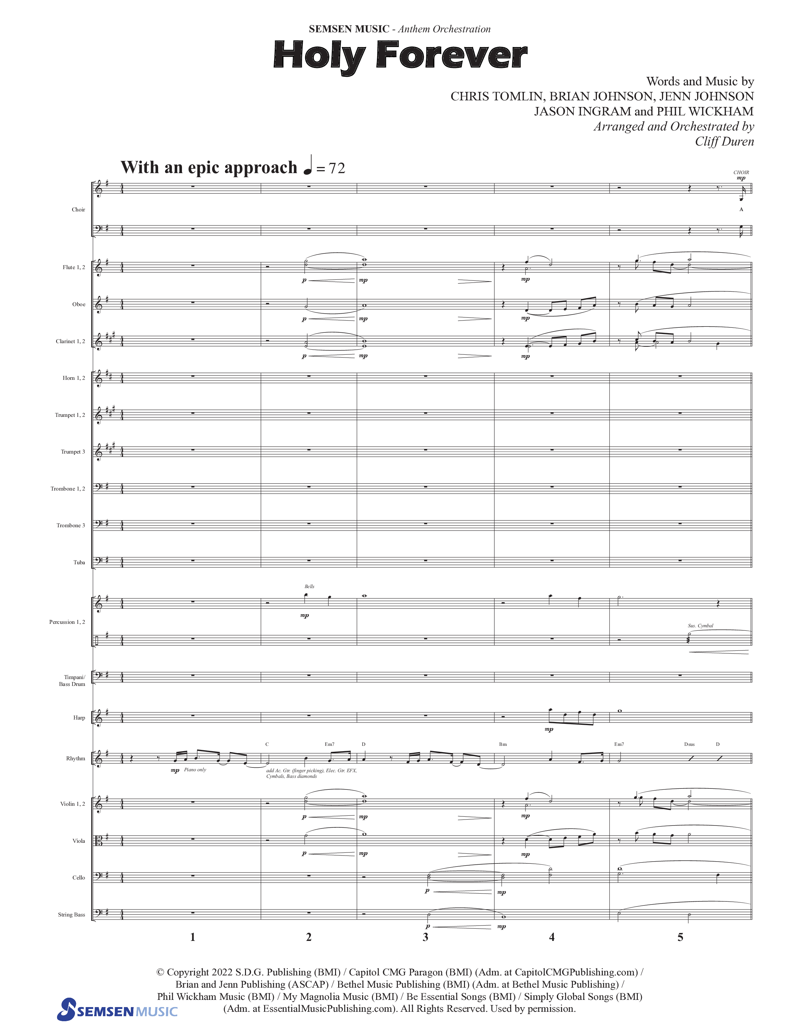 Holy Forever (Choral Anthem SATB) Orchestration (Semsen Music / Arr. Cliff Duren)