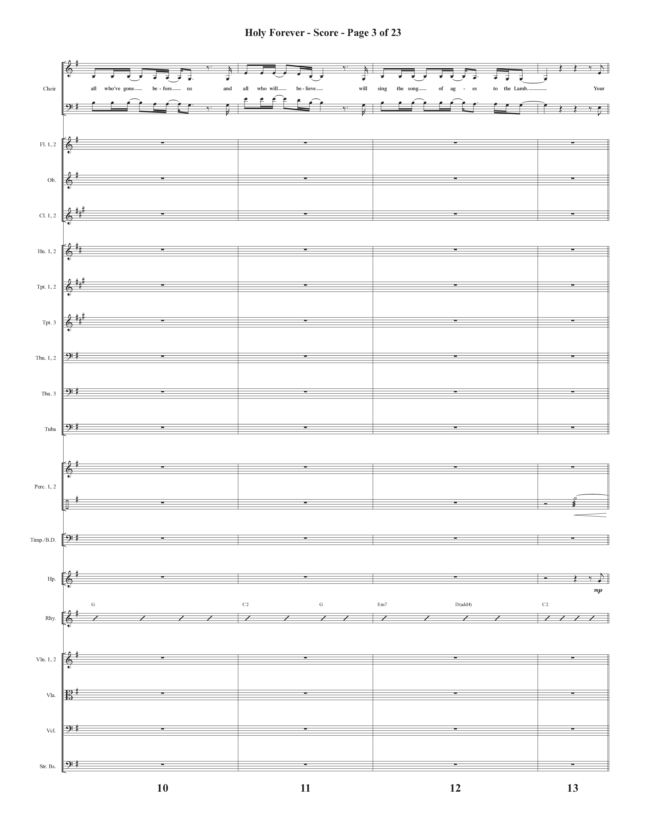 Holy Forever (Choral Anthem SATB) Orchestration (Semsen Music / Arr. Cliff Duren)
