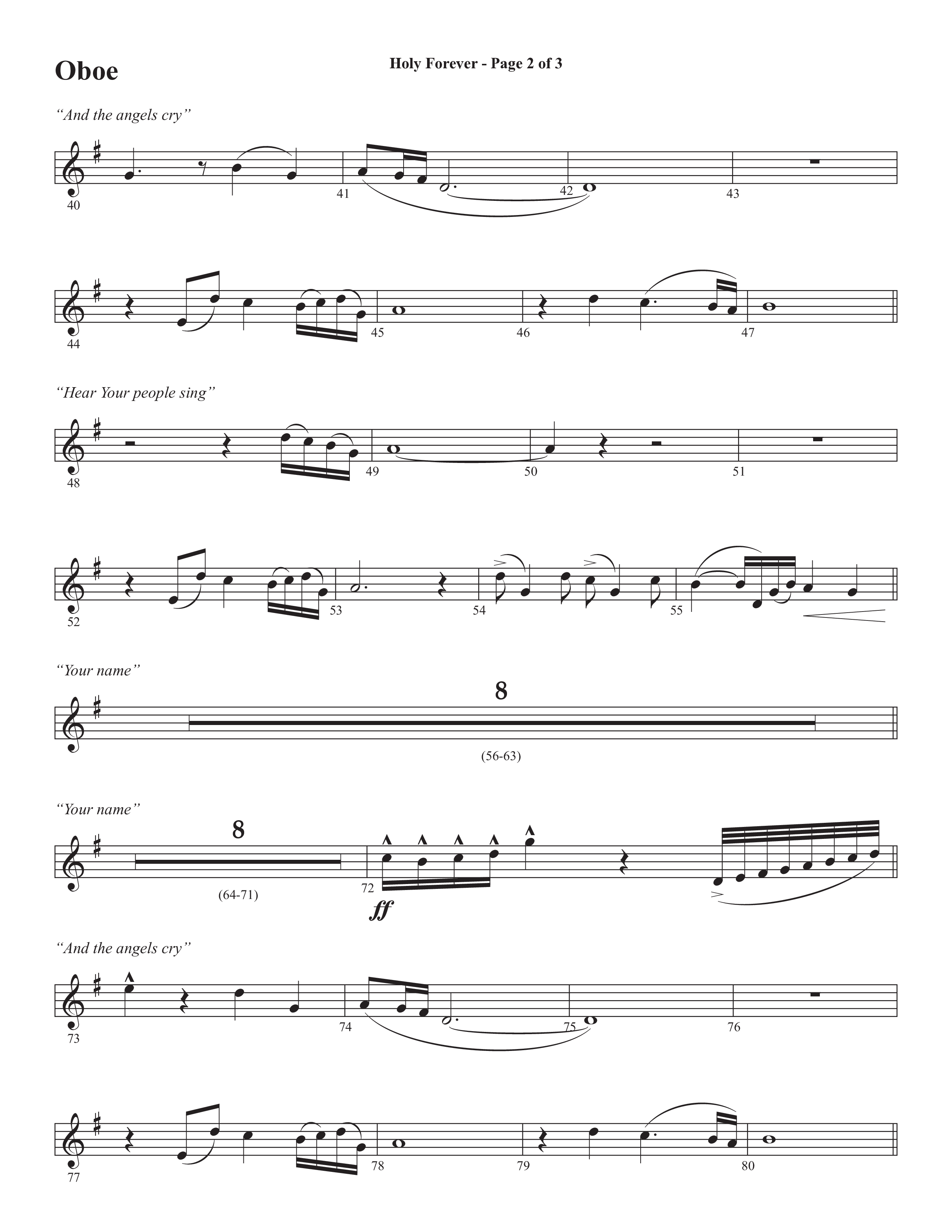 Holy Forever (Choral Anthem SATB) Oboe (Semsen Music / Arr. Cliff Duren)