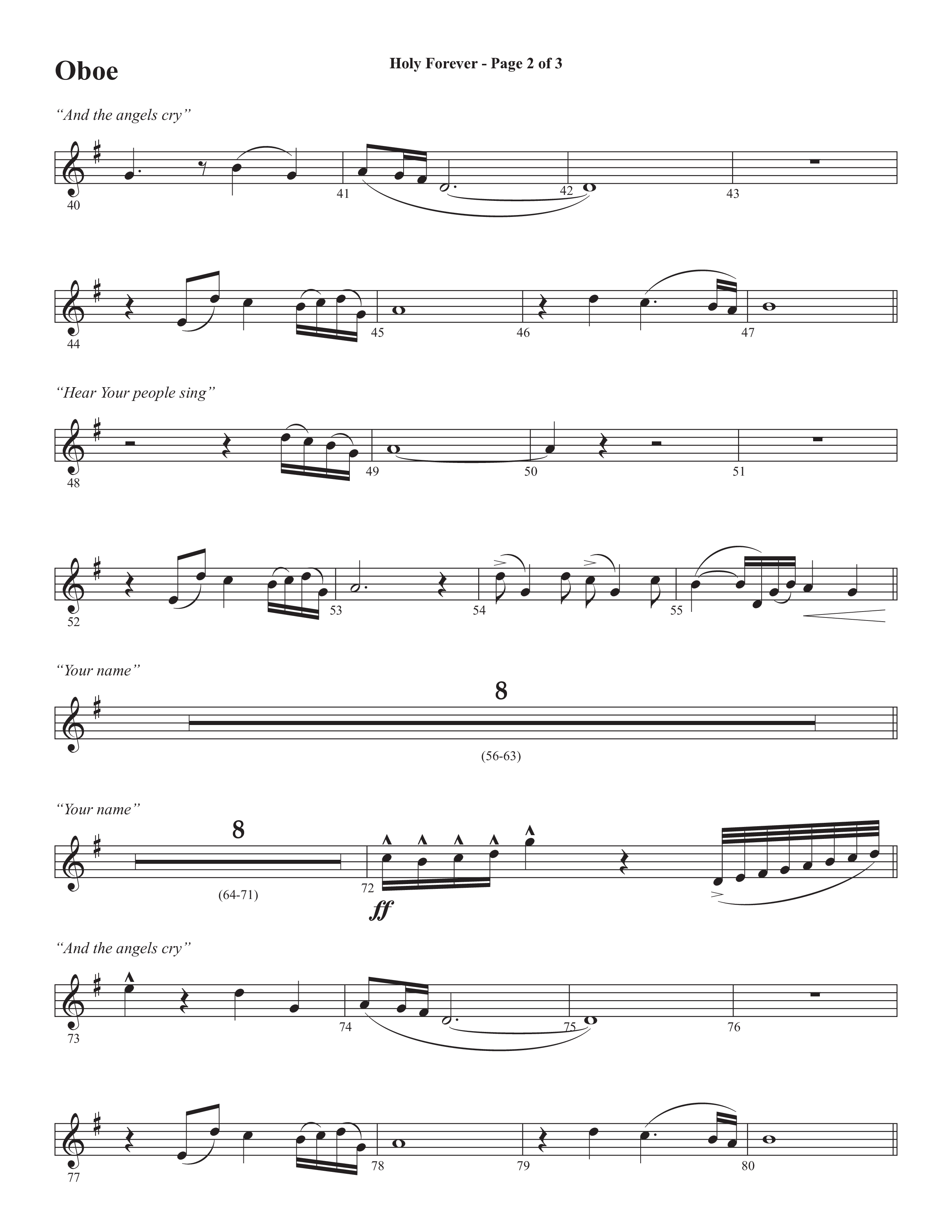 Holy Forever (Choral Anthem SATB) Oboe (Semsen Music / Arr. Cliff Duren)