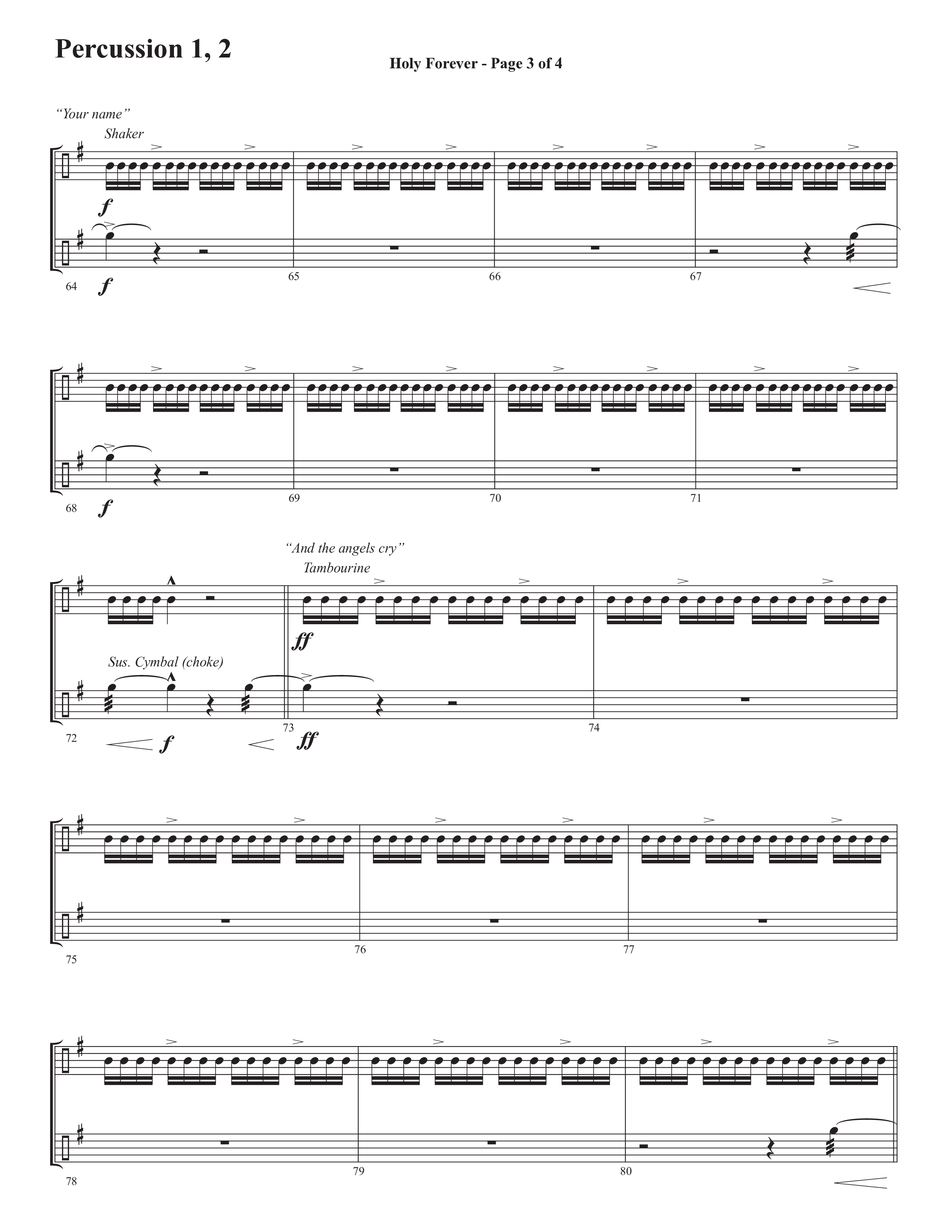Holy Forever (Choral Anthem SATB) Percussion 1/2 (Semsen Music / Arr. Cliff Duren)