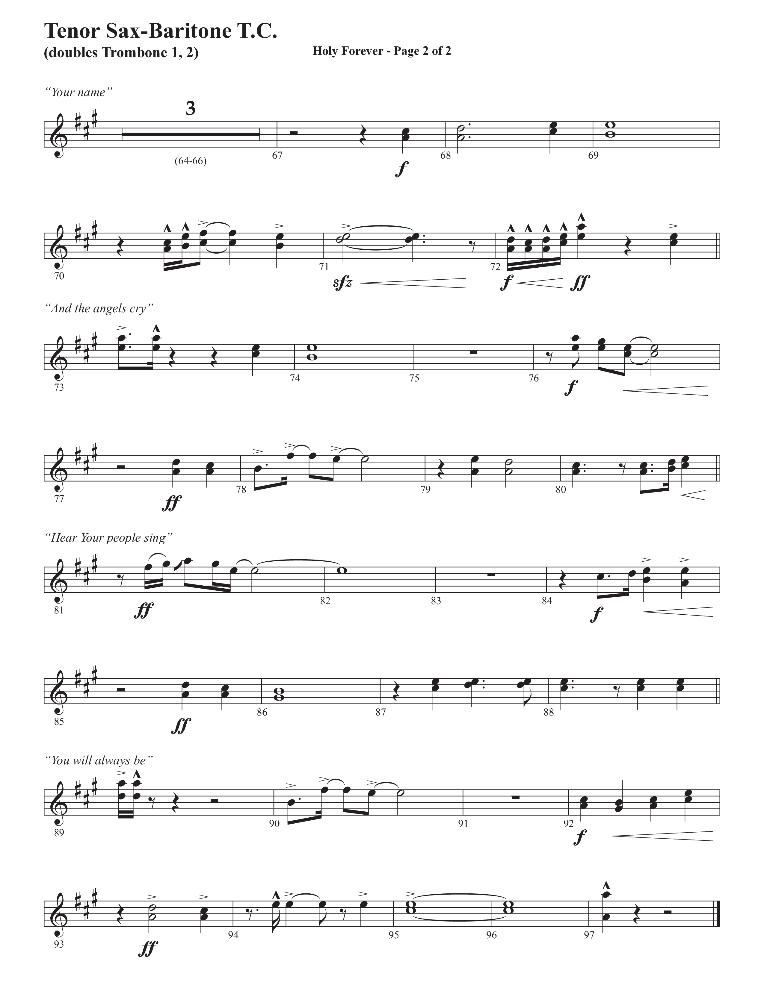 Holy Forever (Choral Anthem SATB) Tenor Sax/Baritone T.C. (Semsen Music / Arr. Cliff Duren)