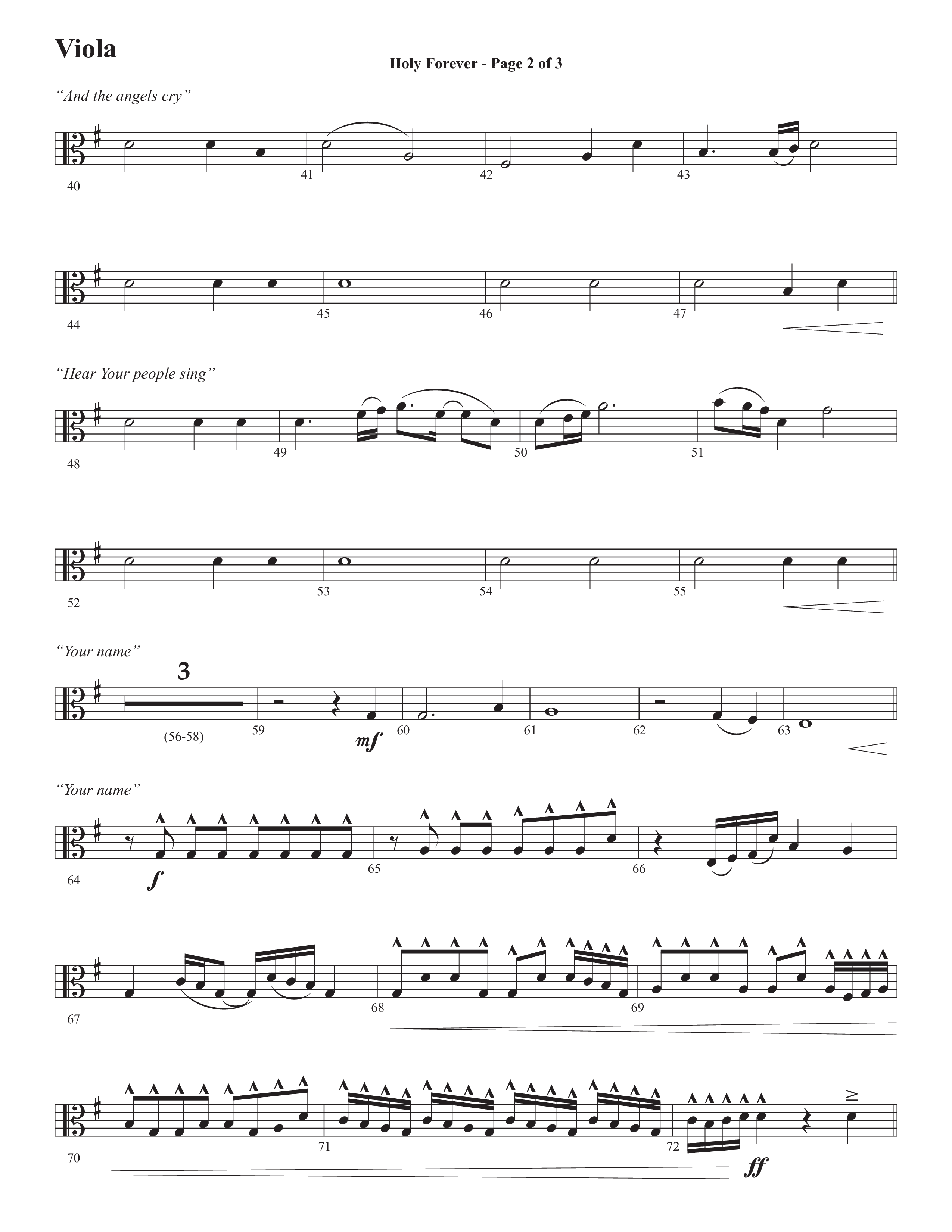 Holy Forever (Choral Anthem SATB) Viola (Semsen Music / Arr. Cliff Duren)