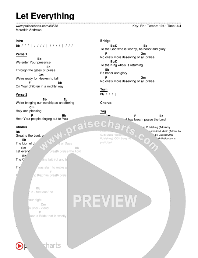 Let Everything Chords & Lyrics (Meredith Andrews)