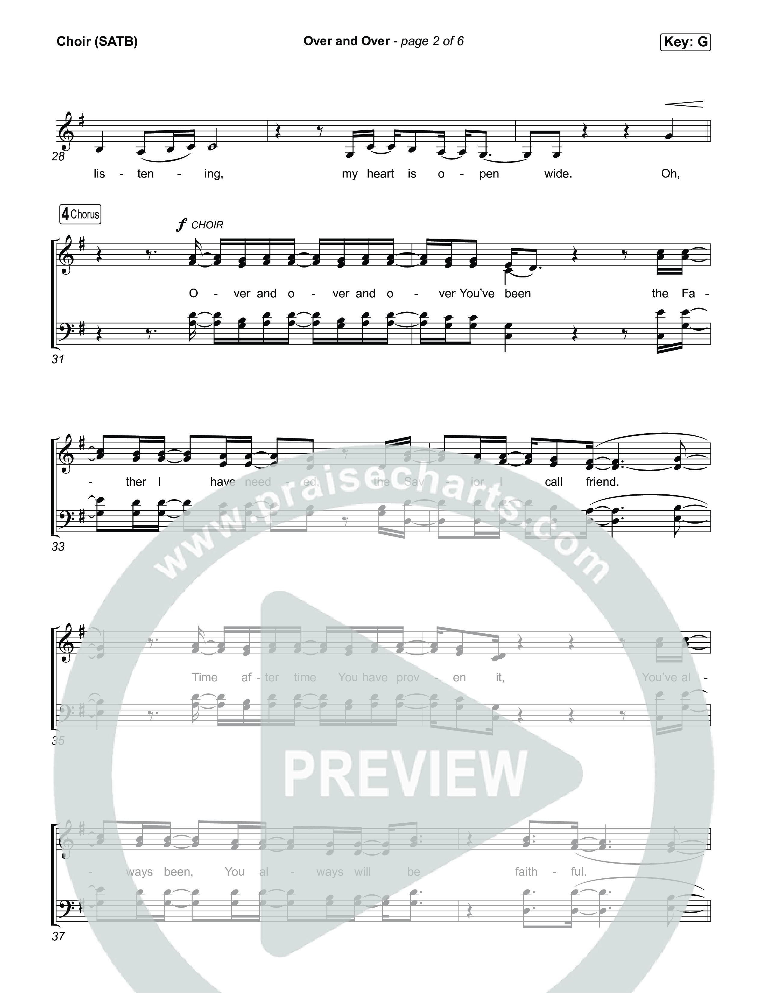 Over And Over Vocal Sheet (SATB) (Meredith Andrews)