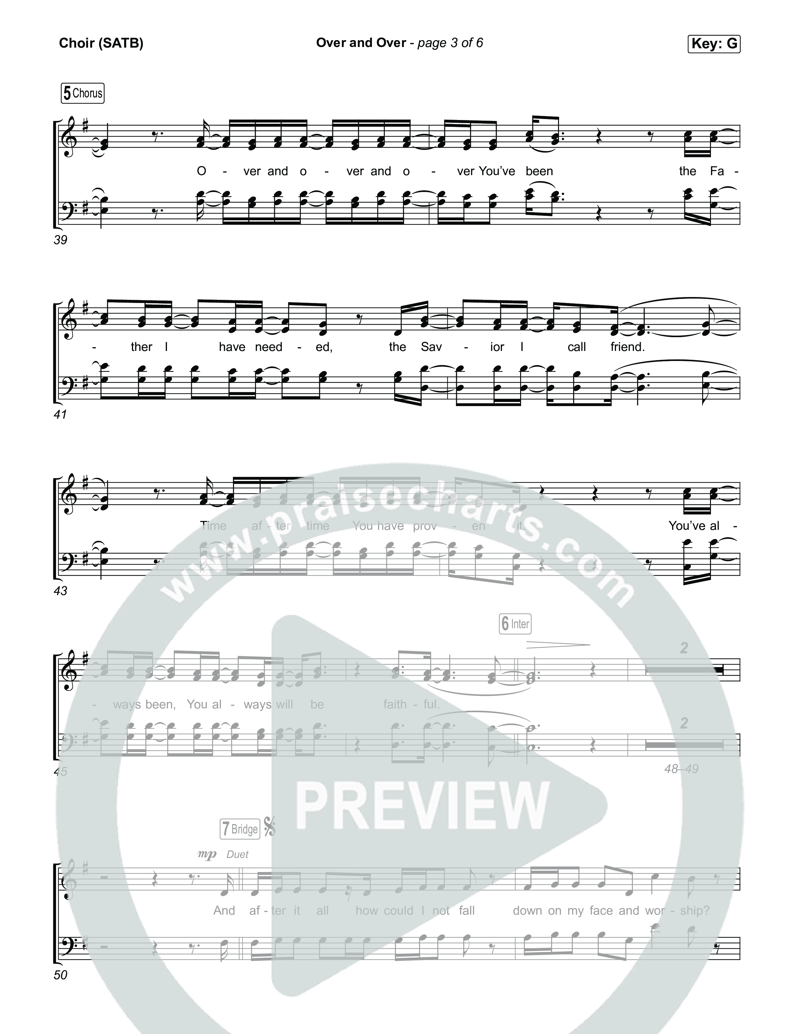 Over And Over Vocal Sheet (SATB) (Meredith Andrews)